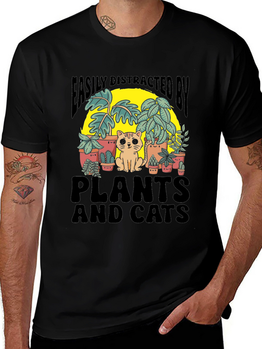 Easily Distracted By Plants and Cats Graphic Tee