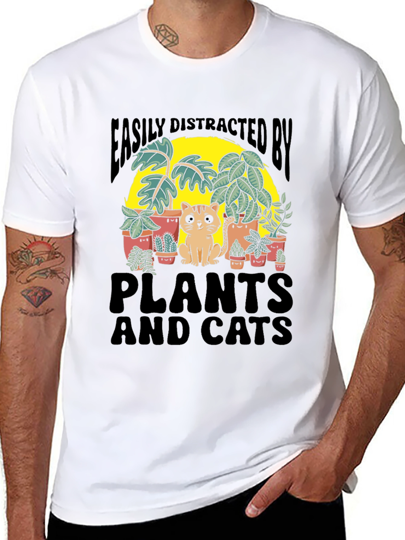 Easily Distracted By Plants and Cats Graphic Tee
