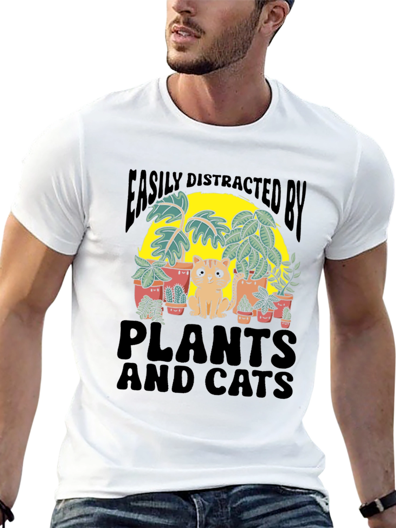 Easily Distracted By Plants and Cats Graphic Tee