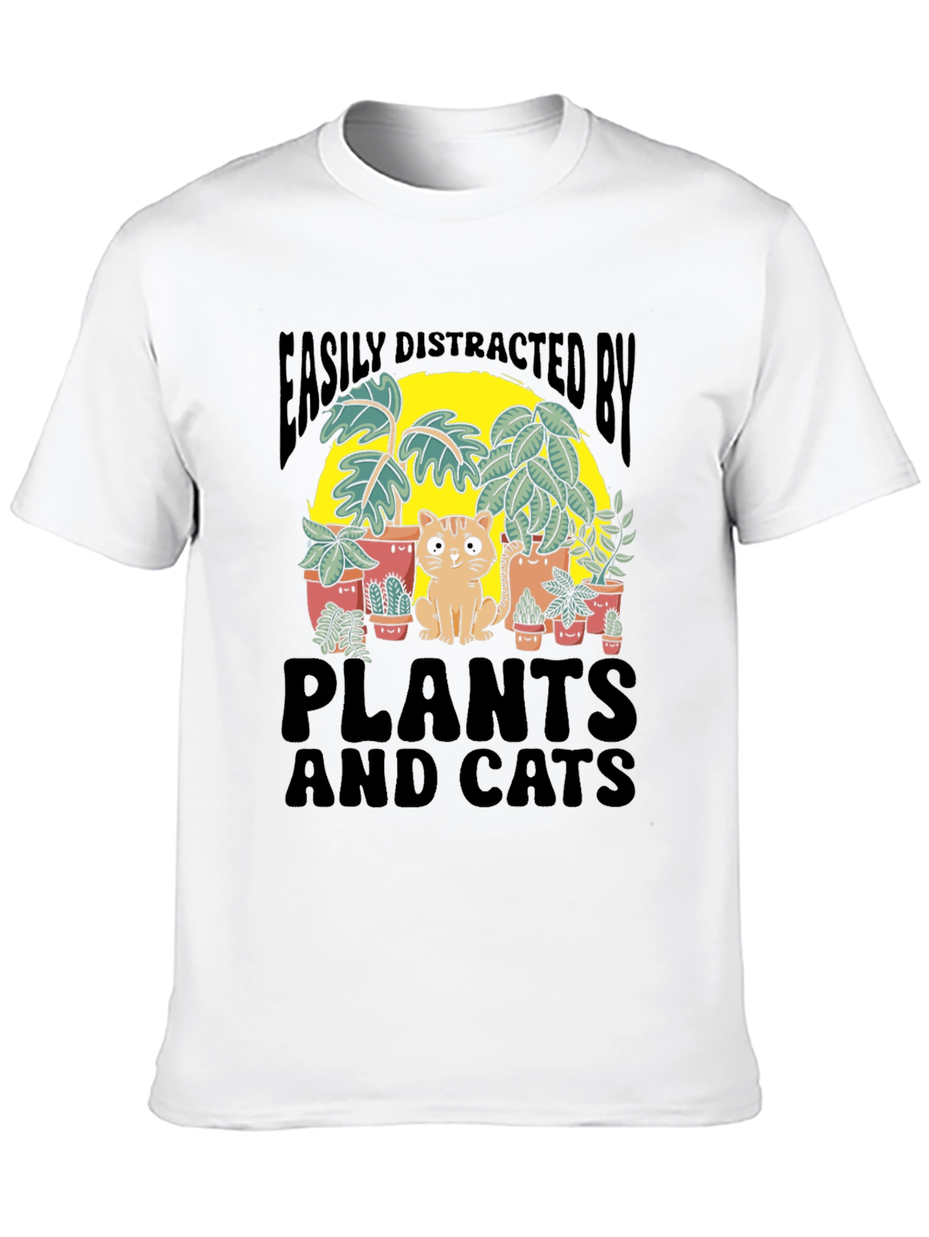Easily Distracted By Plants and Cats Graphic Tee
