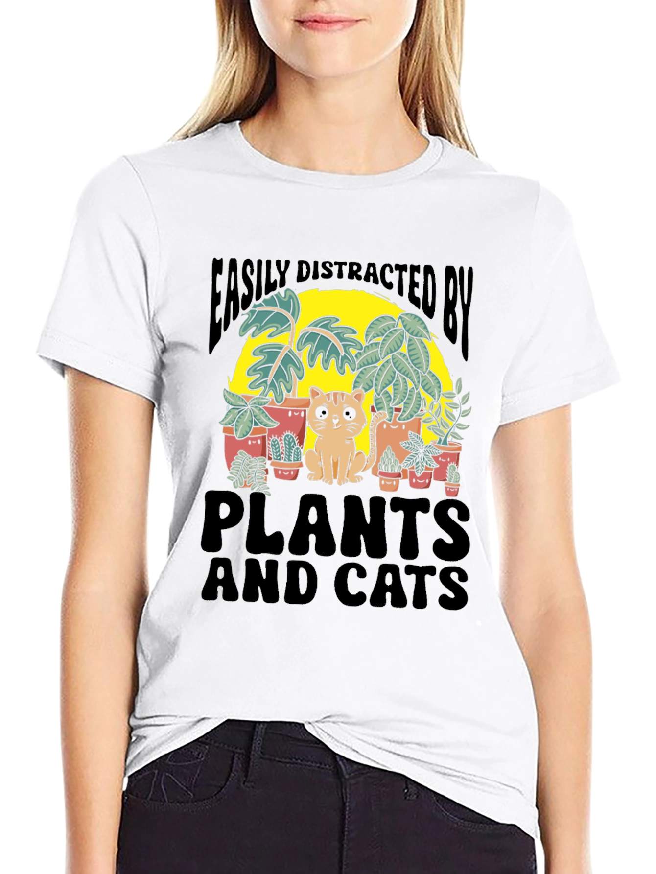 Easily Distracted By Plants and Cats Graphic Tee