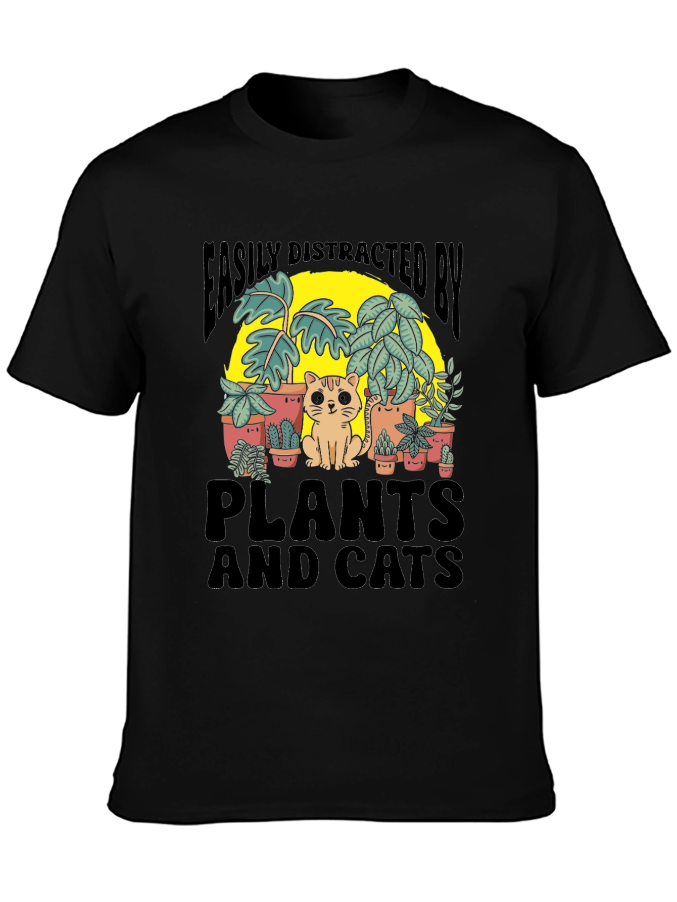 Easily Distracted By Plants and Cats Graphic Tee
