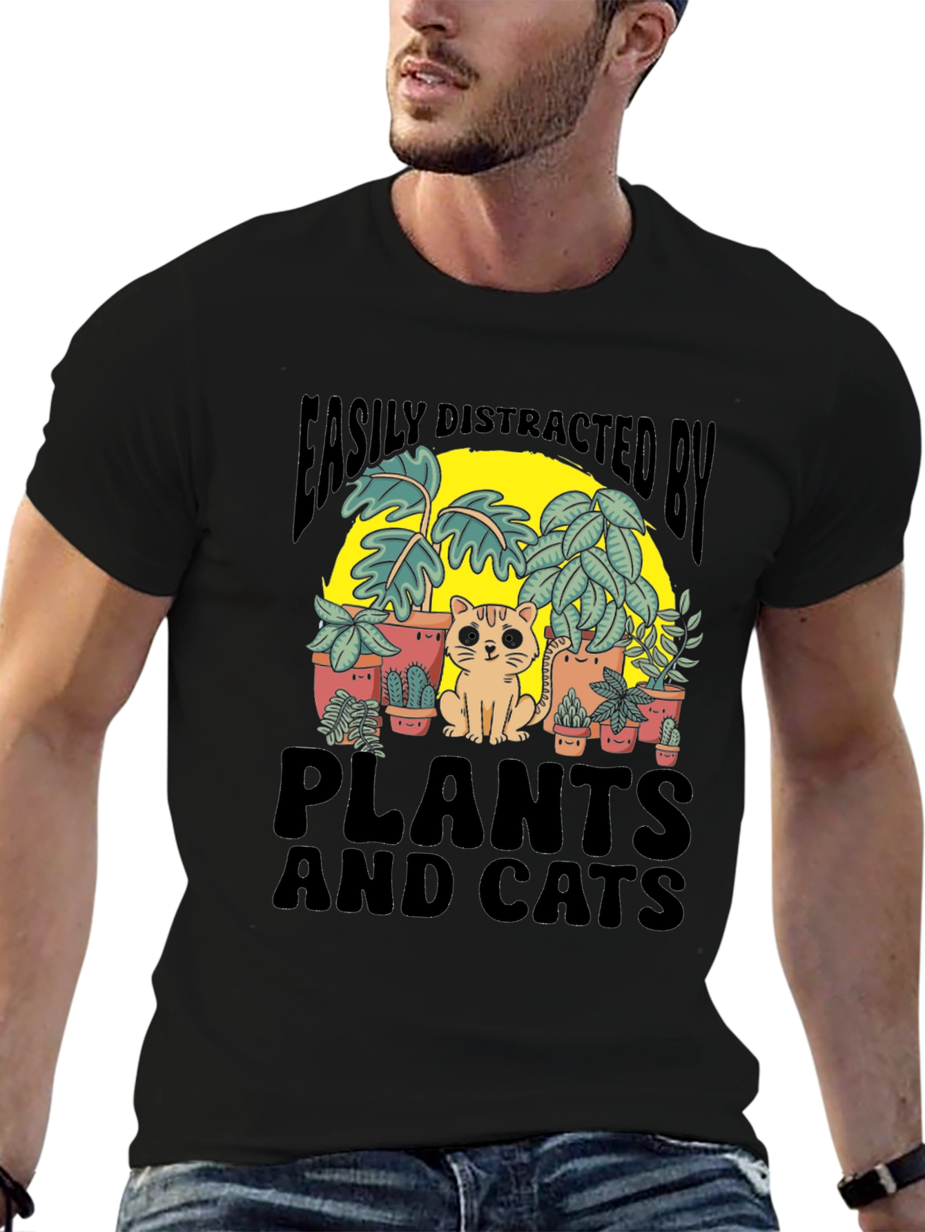 Easily Distracted By Plants and Cats Graphic Tee