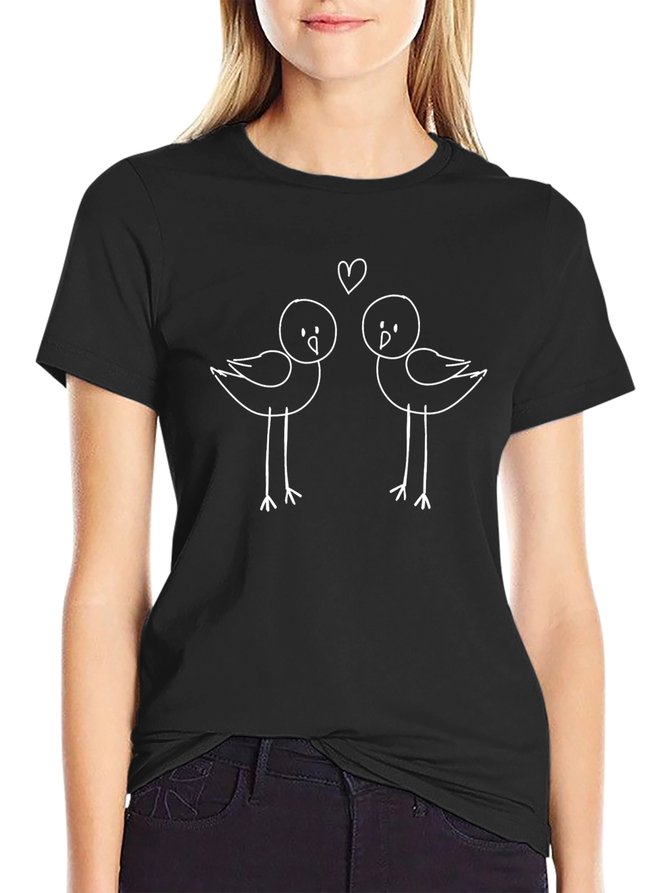 Cute Love Birds Graphic T-Shirt