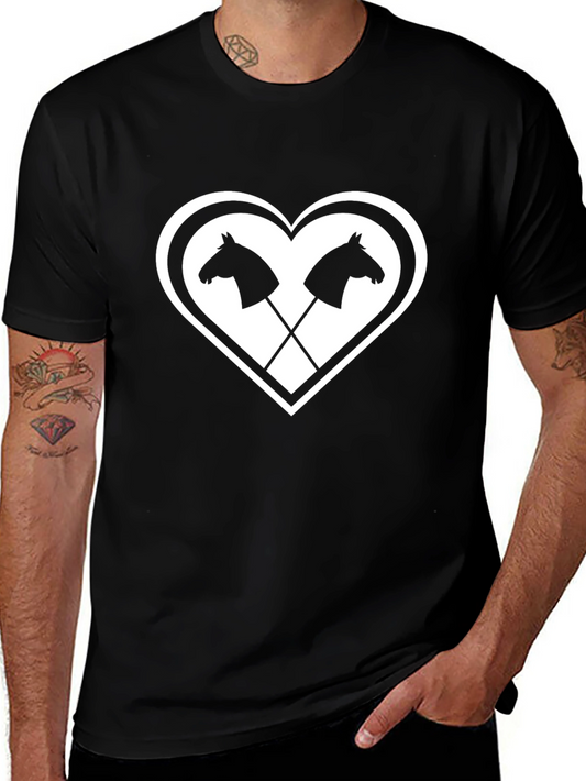 Horse Lover T-Shirt - Heart Stick Horse Design