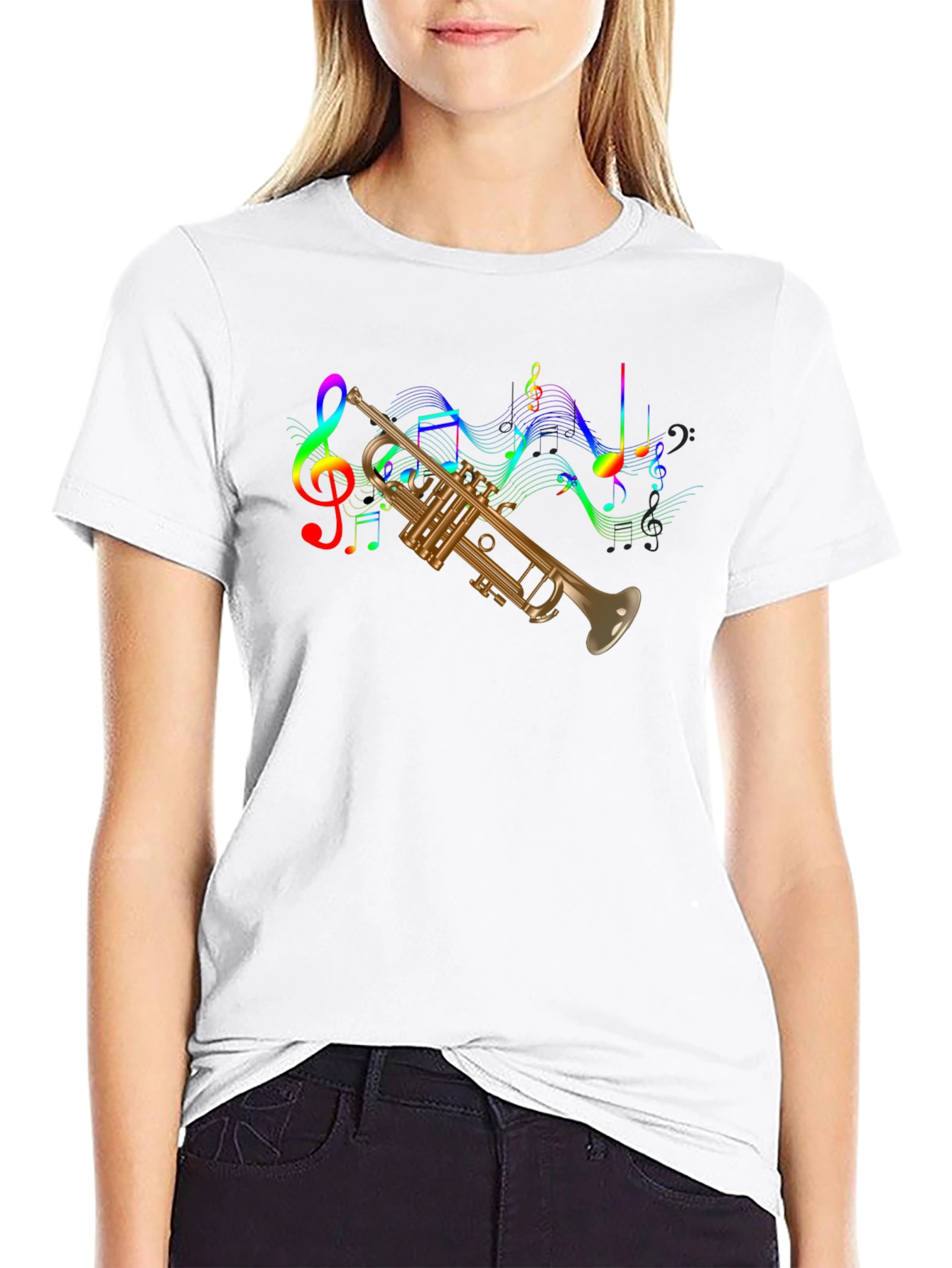 Trumpet & Music Notes Graphic T-Shirt
