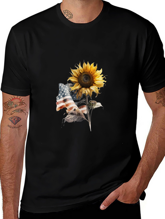 Sunflower USA Flag Graphic Tee