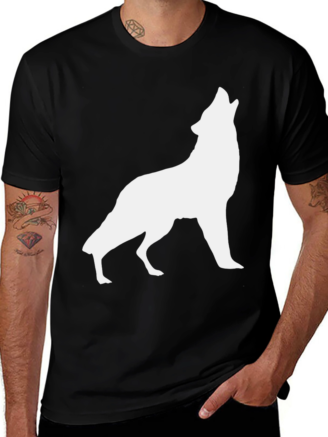 Wolf Howl Graphic Tee - Black Cotton T-Shirt