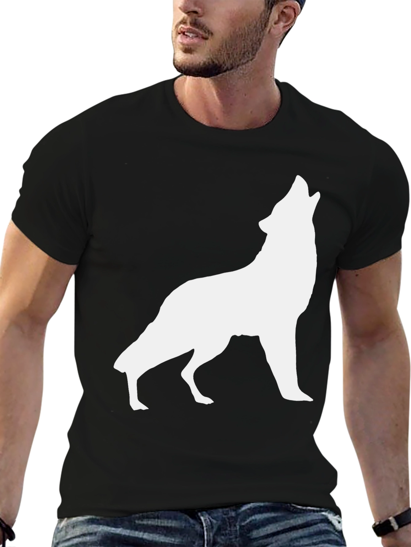 Wolf Howl Graphic Tee - Black Cotton T-Shirt