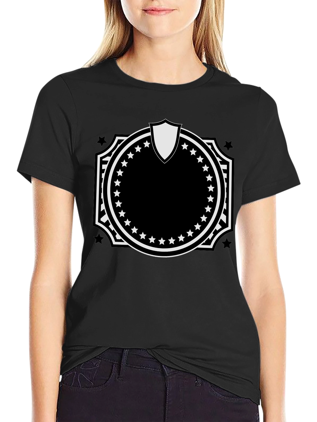 Patriotic Crest Graphic Tee - Black