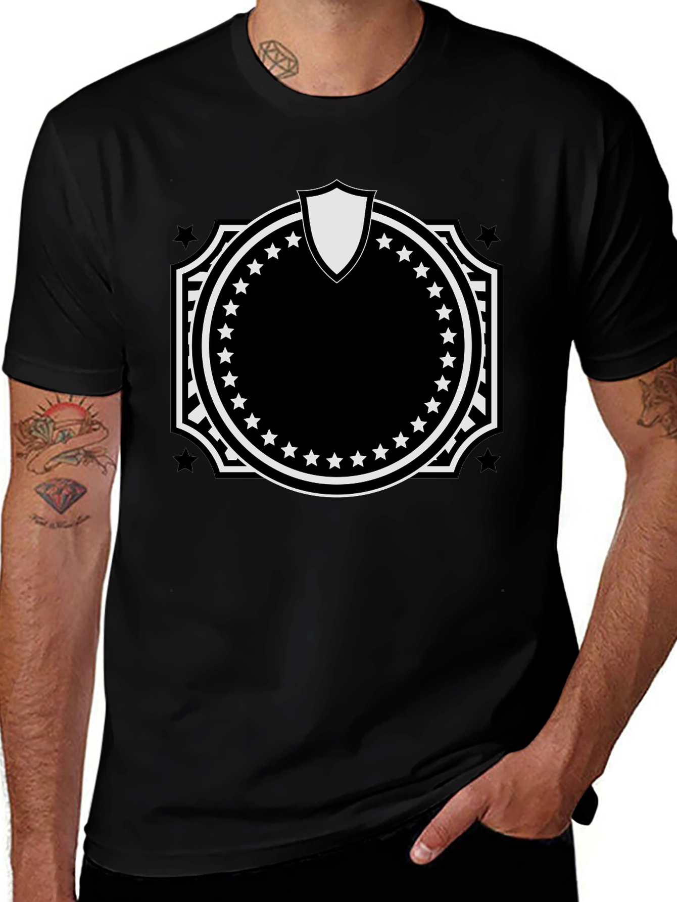 Patriotic Crest Graphic Tee - Black