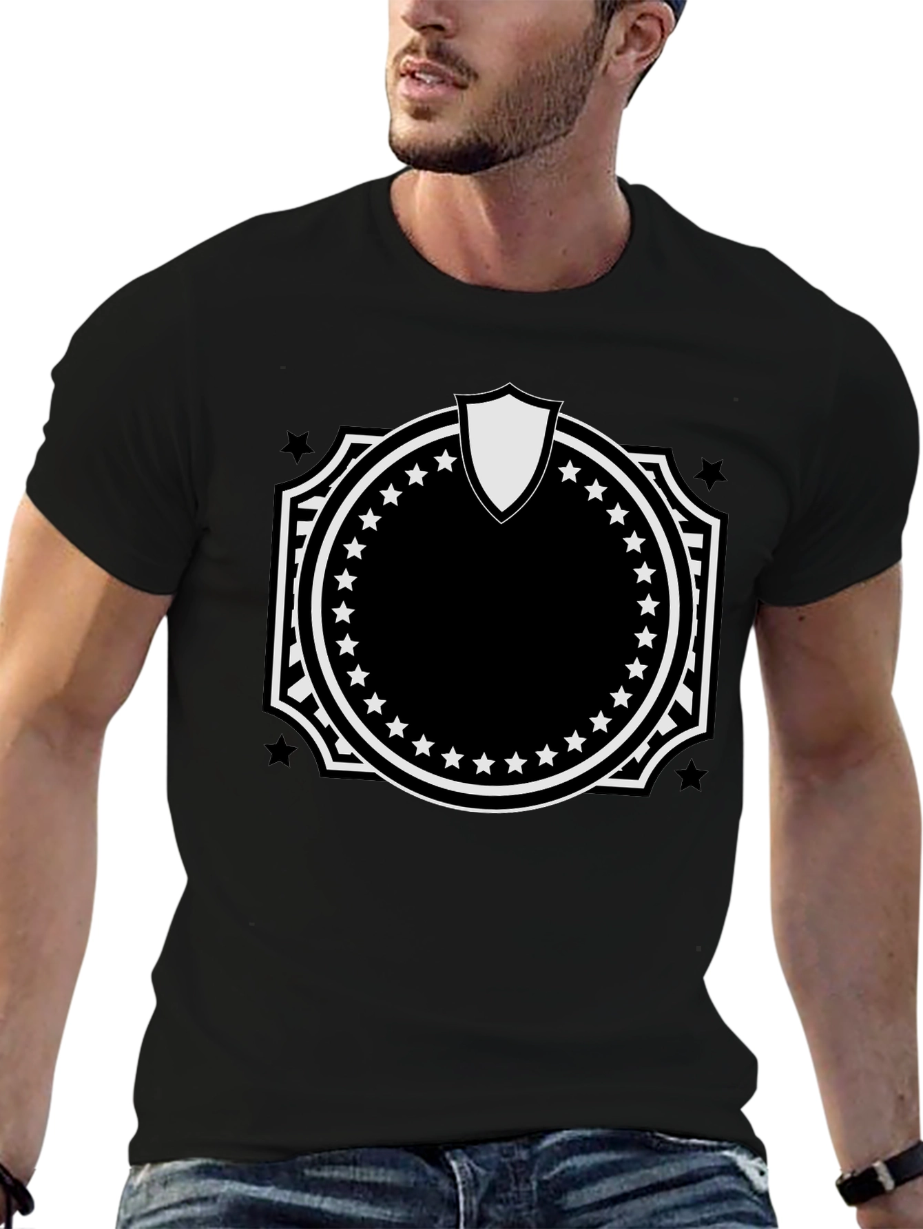Patriotic Crest Graphic Tee - Black