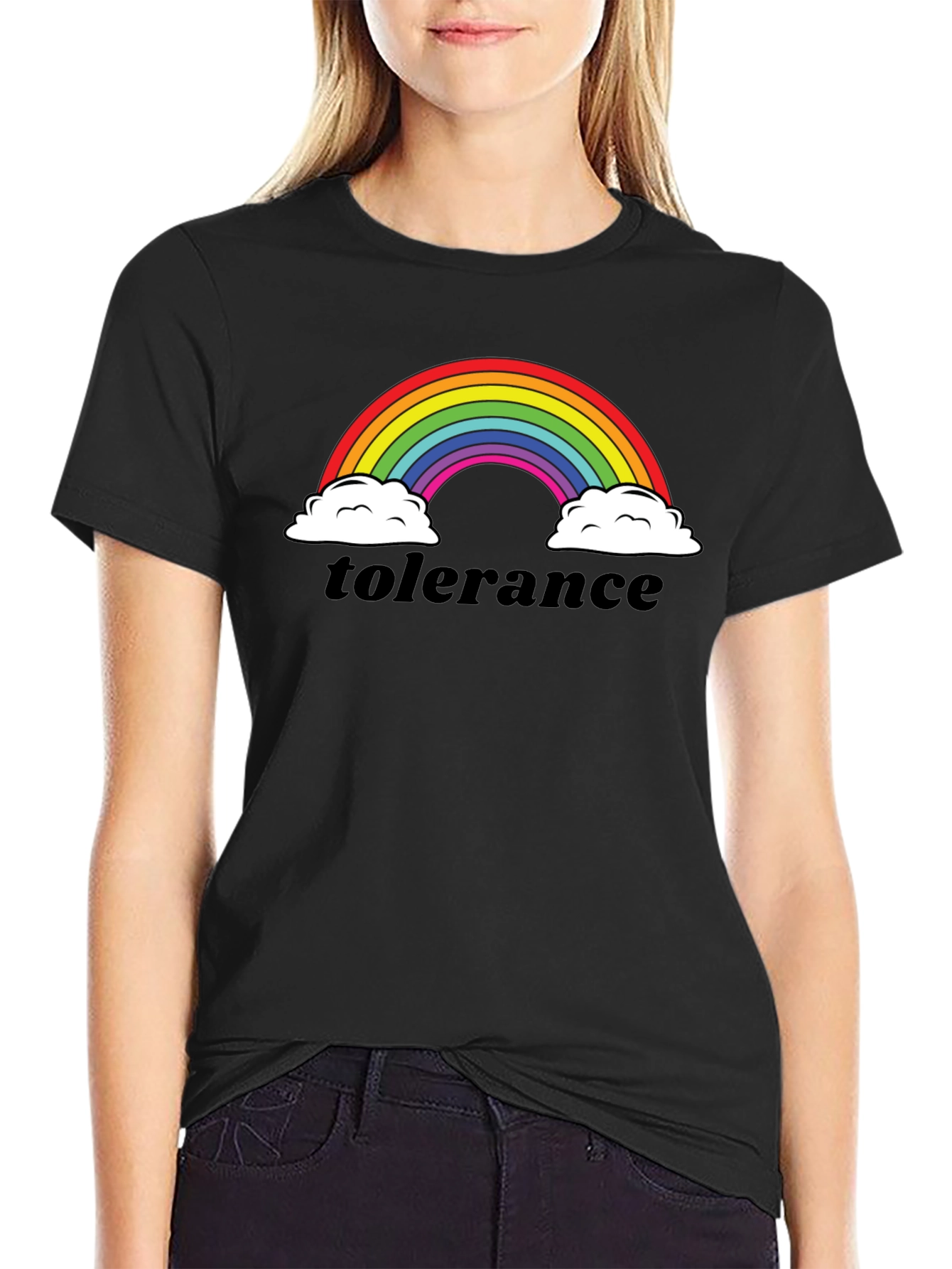 Tolerance Rainbow Graphic T-Shirt - Black