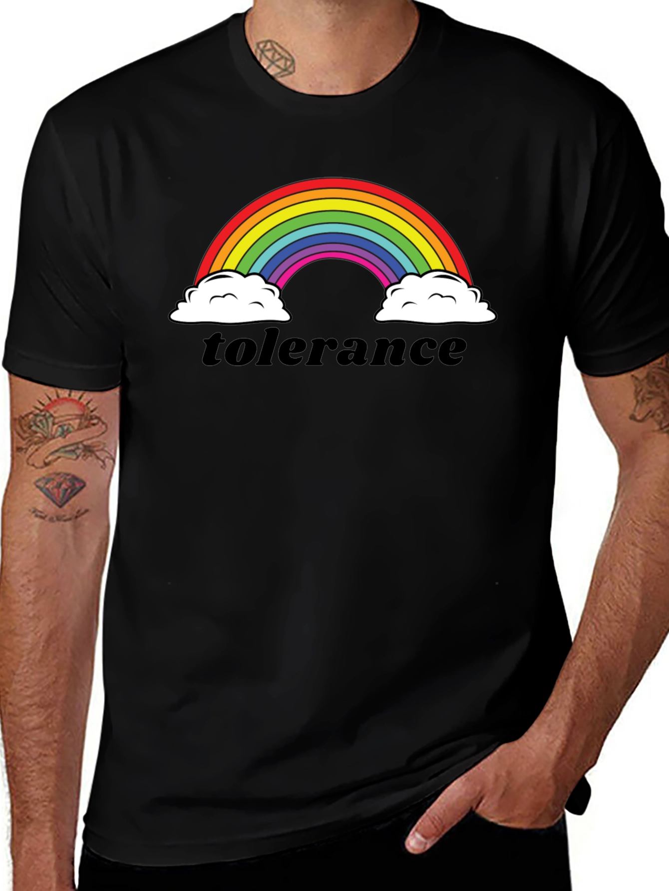 Tolerance Rainbow Graphic T-Shirt - Black