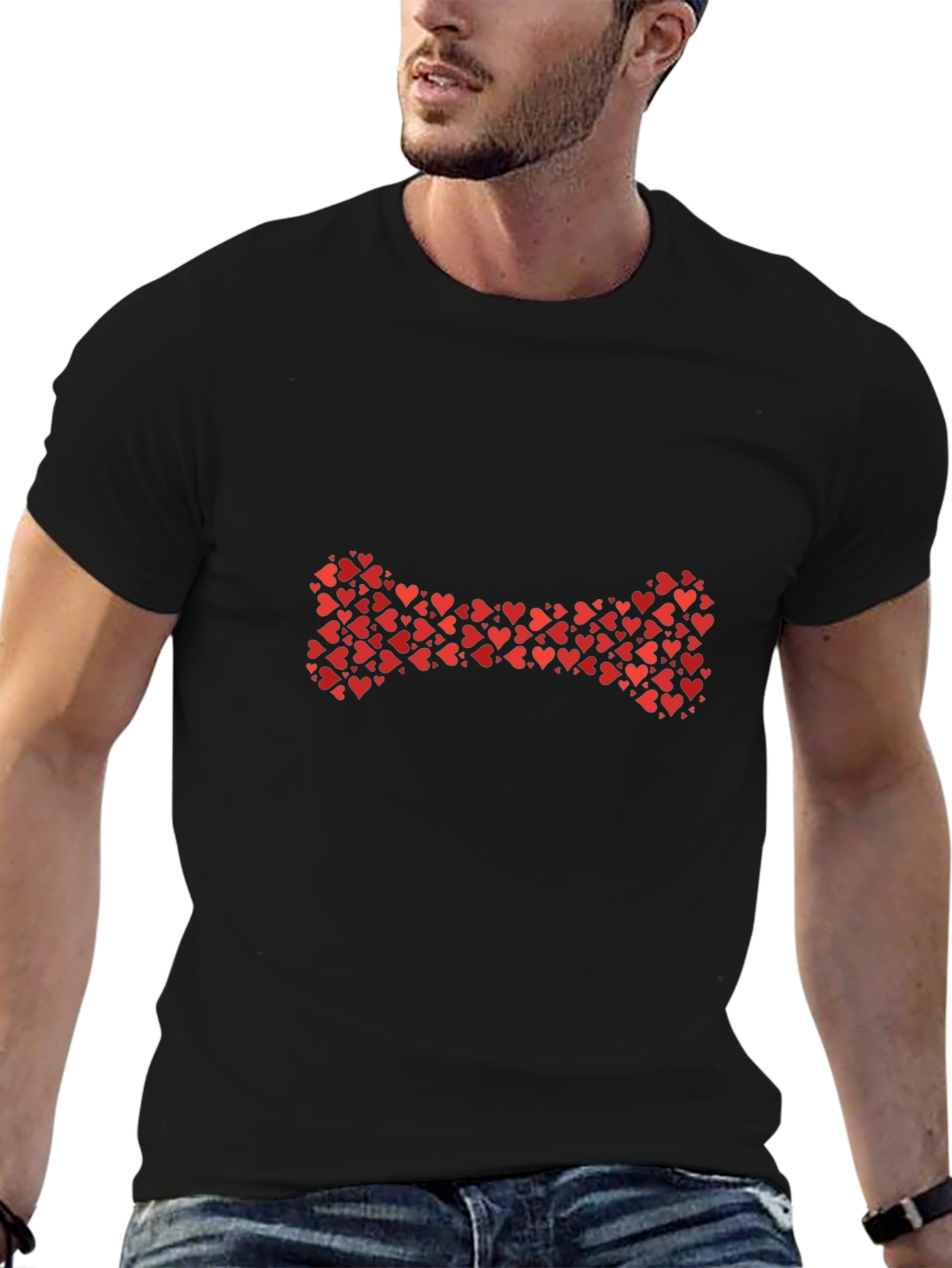 Heart Bone Graphic Black T-Shirt