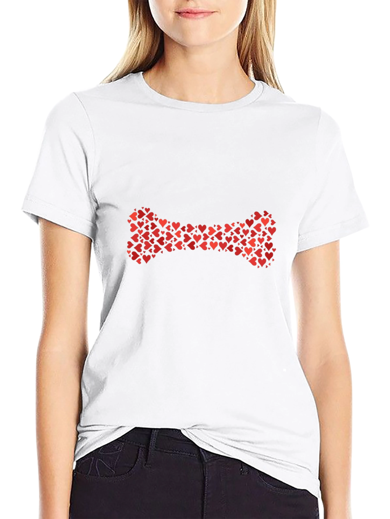 Heart Bone Graphic Black T-Shirt