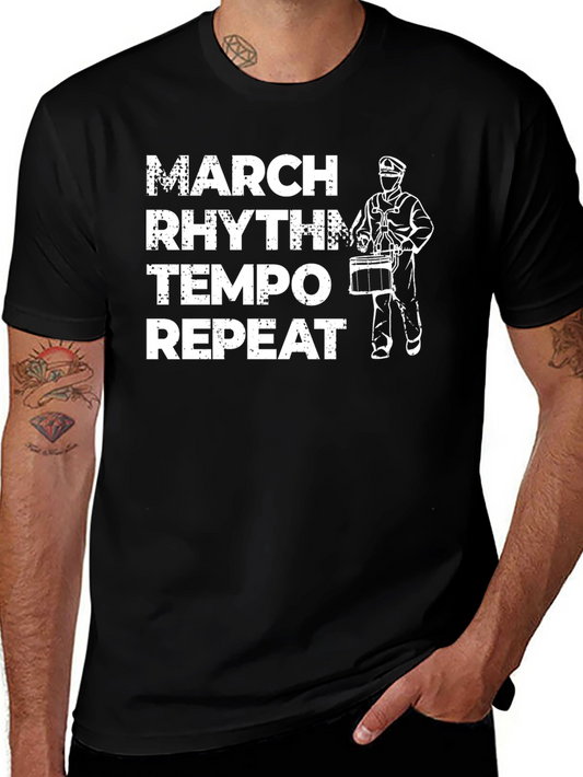 March Rhythm Tempo Repeat Drummer T-Shirt