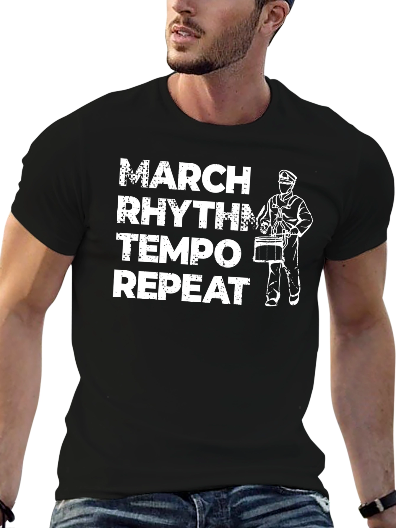 March Rhythm Tempo Repeat Drummer T-Shirt