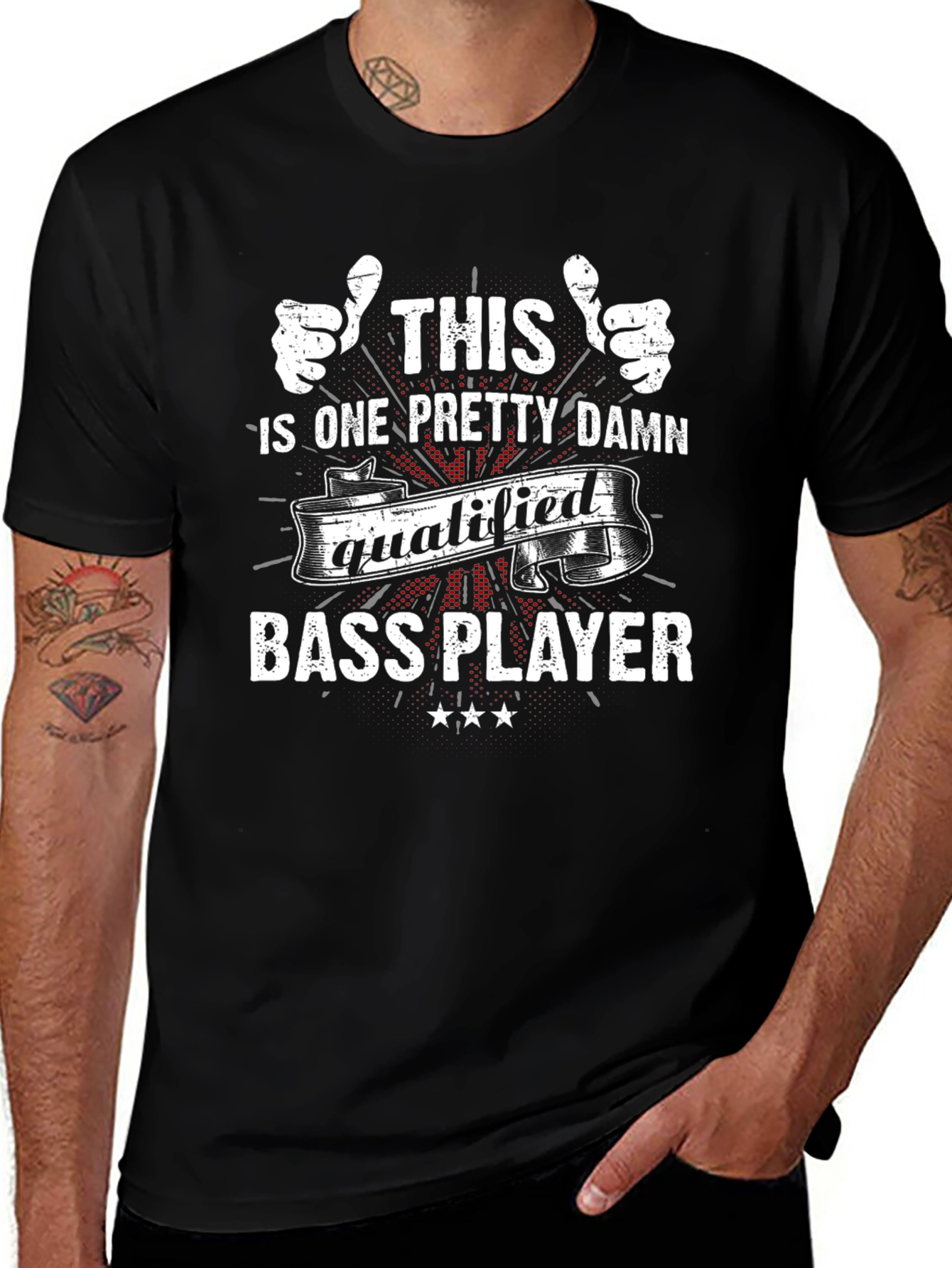 Qualified Bass Player Graphic T-Shirt - Black