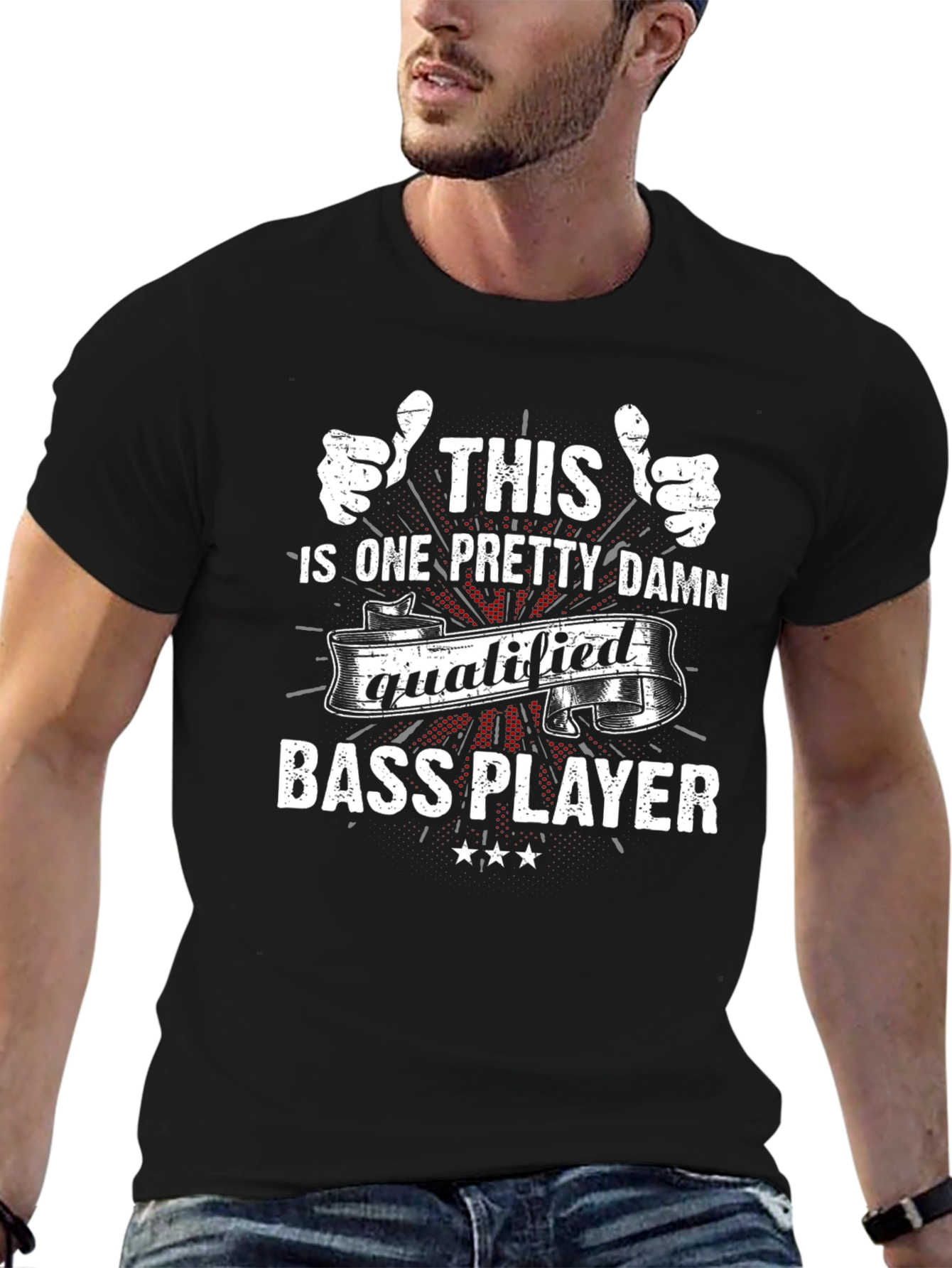 Qualified Bass Player Graphic T-Shirt - Black