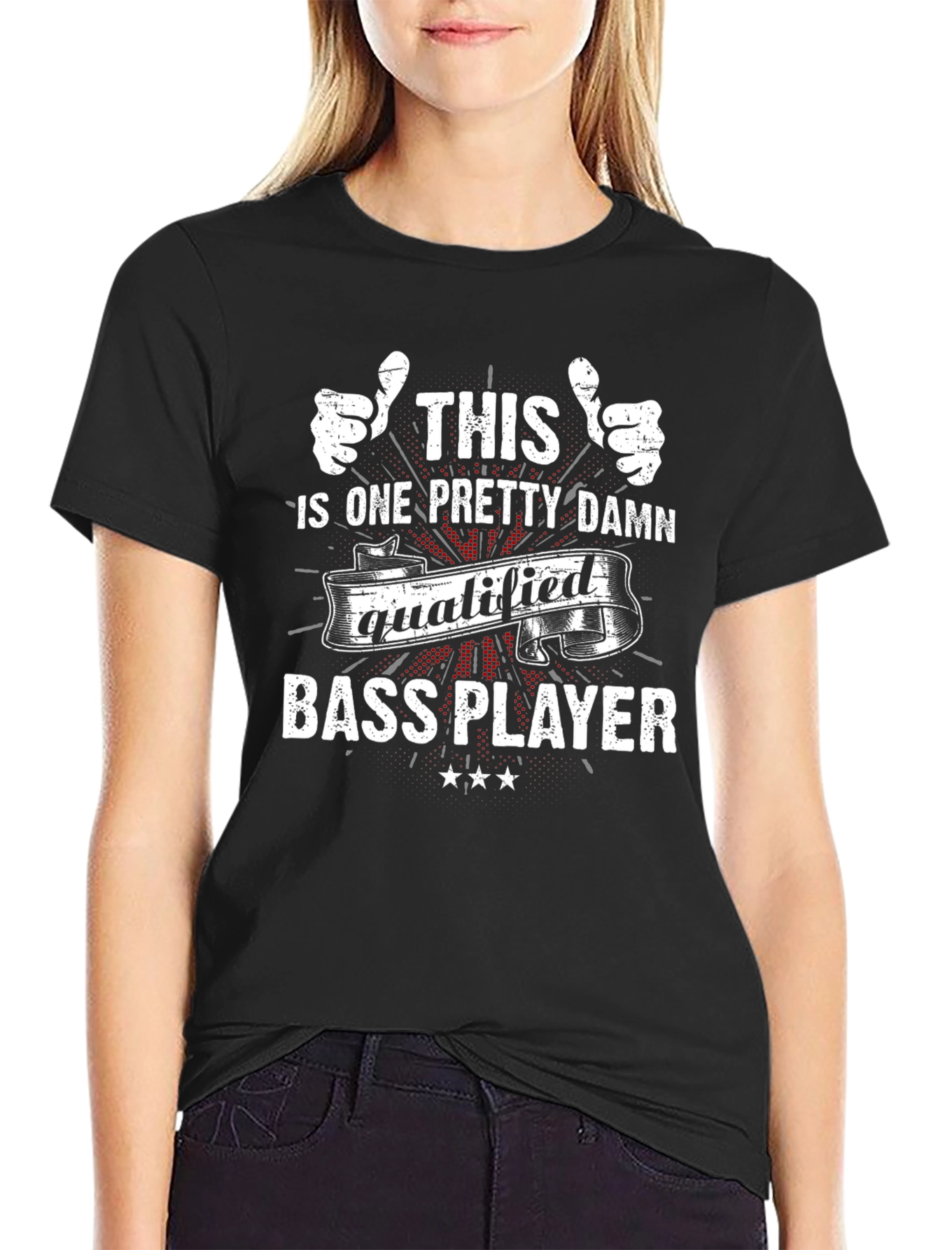 Qualified Bass Player Graphic T-Shirt - Black