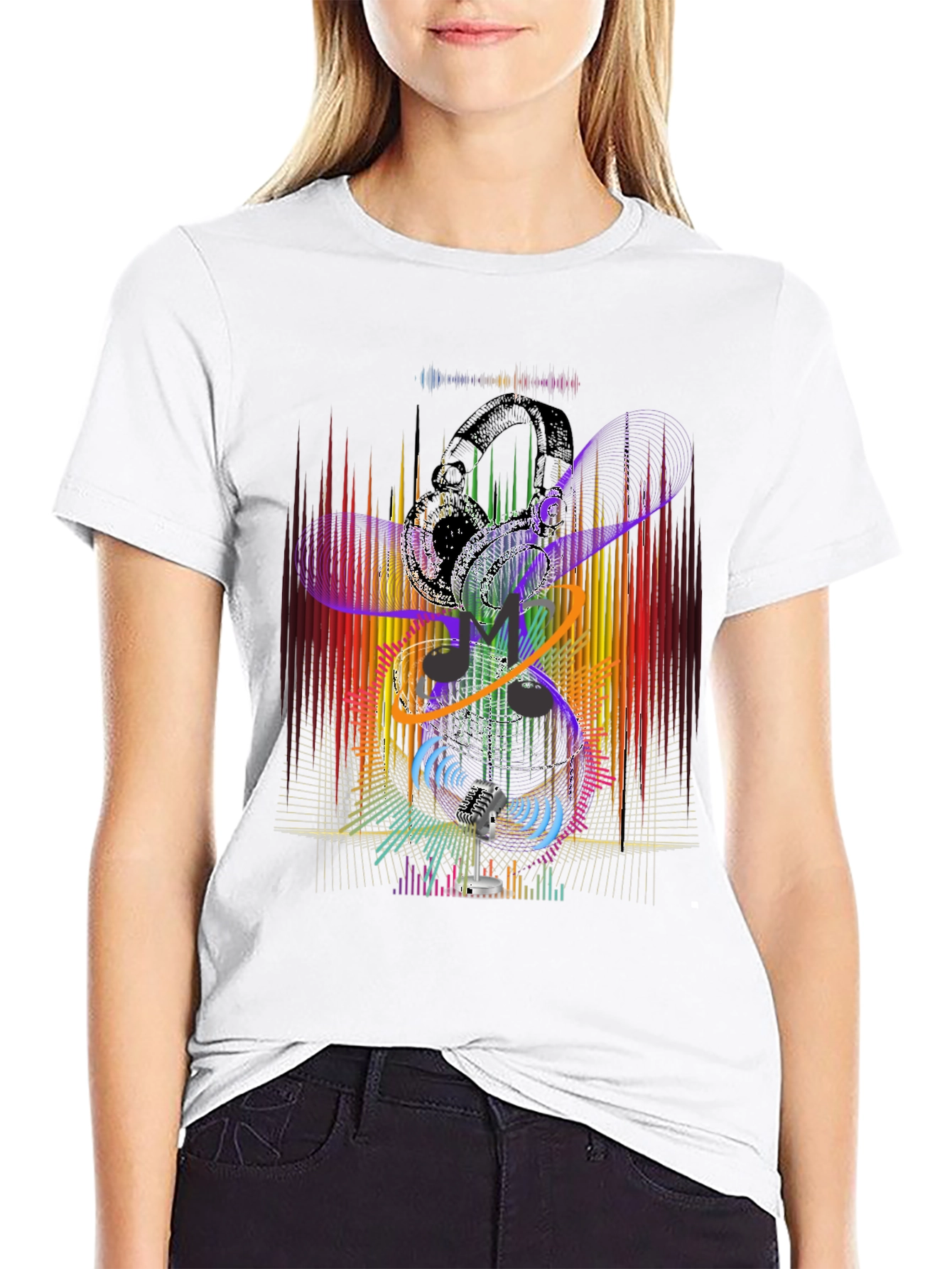 Abstract Music Graphic Black T-Shirt