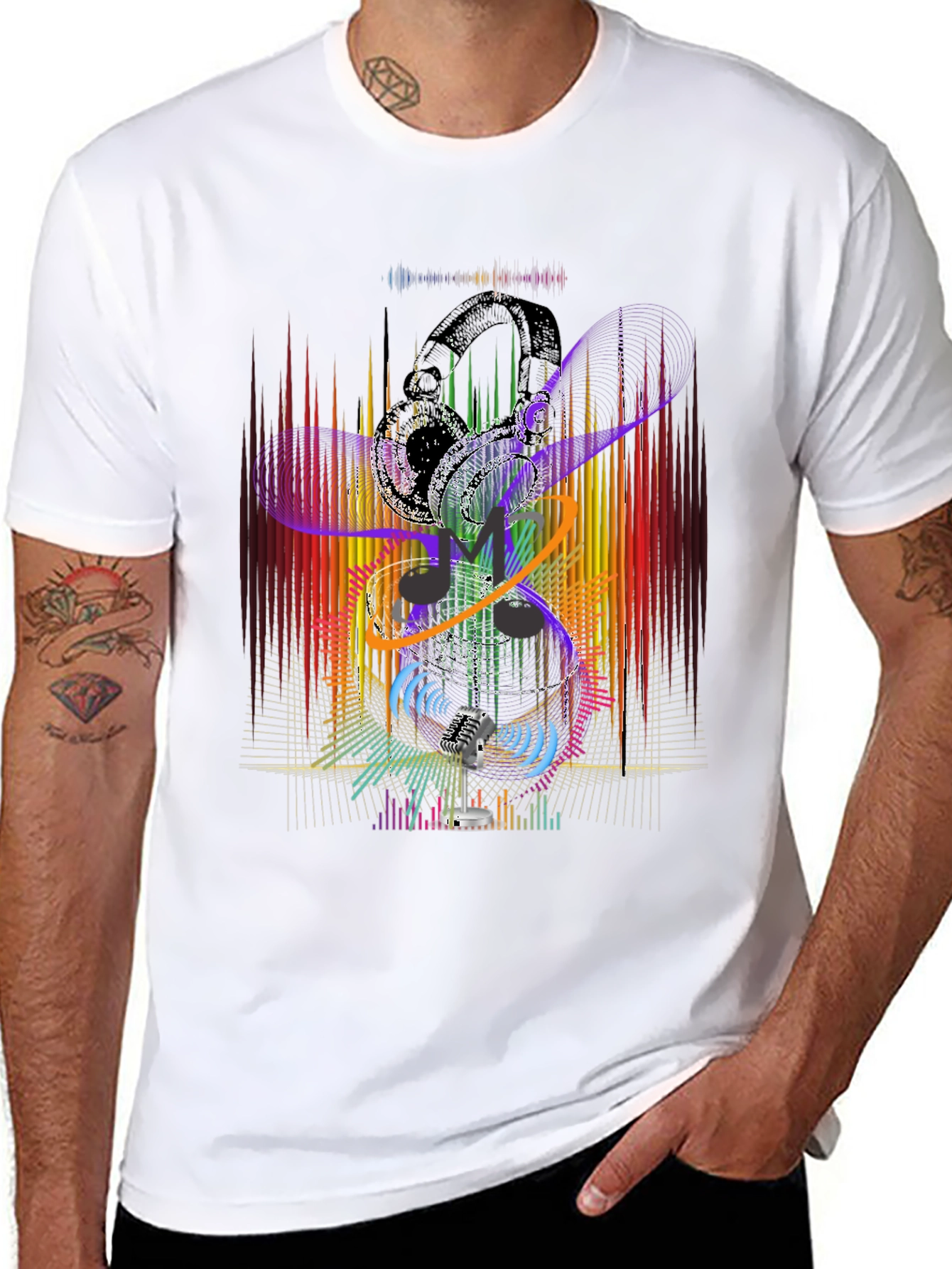 Abstract Music Graphic Black T-Shirt