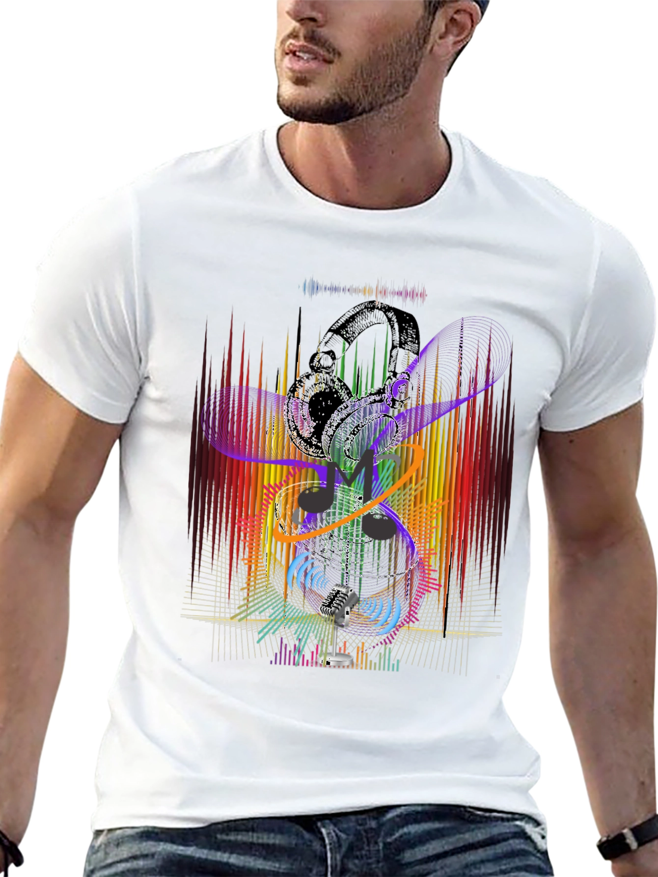 Abstract Music Graphic Black T-Shirt