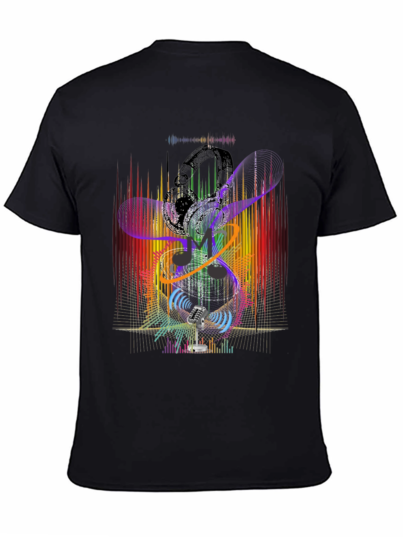Abstract Music Graphic Black T-Shirt