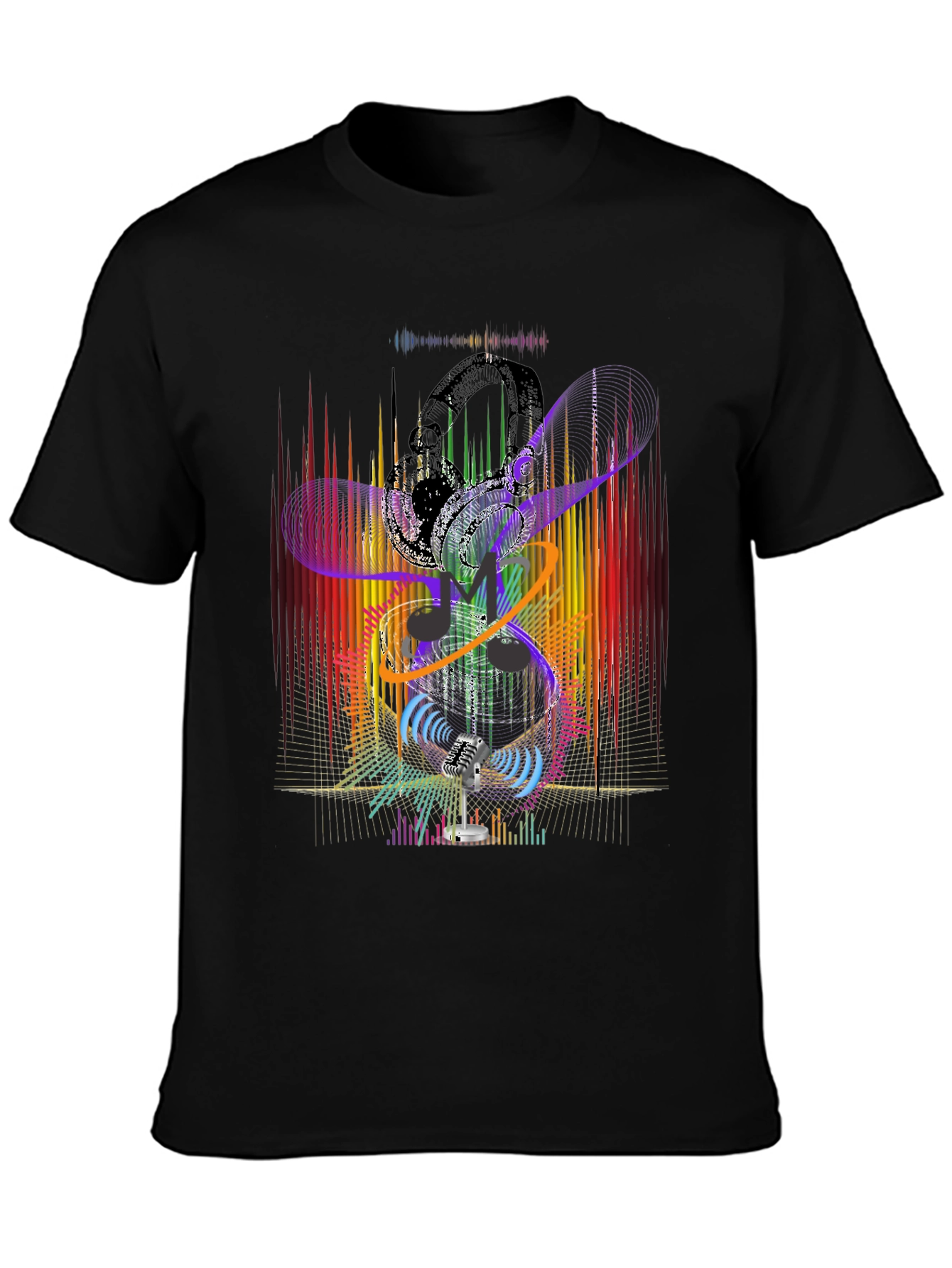 Abstract Music Graphic Black T-Shirt