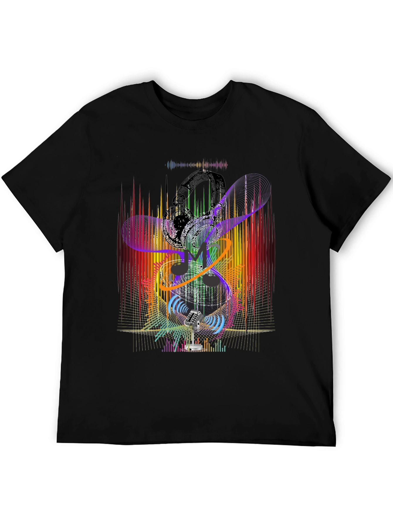 Abstract Music Graphic Black T-Shirt