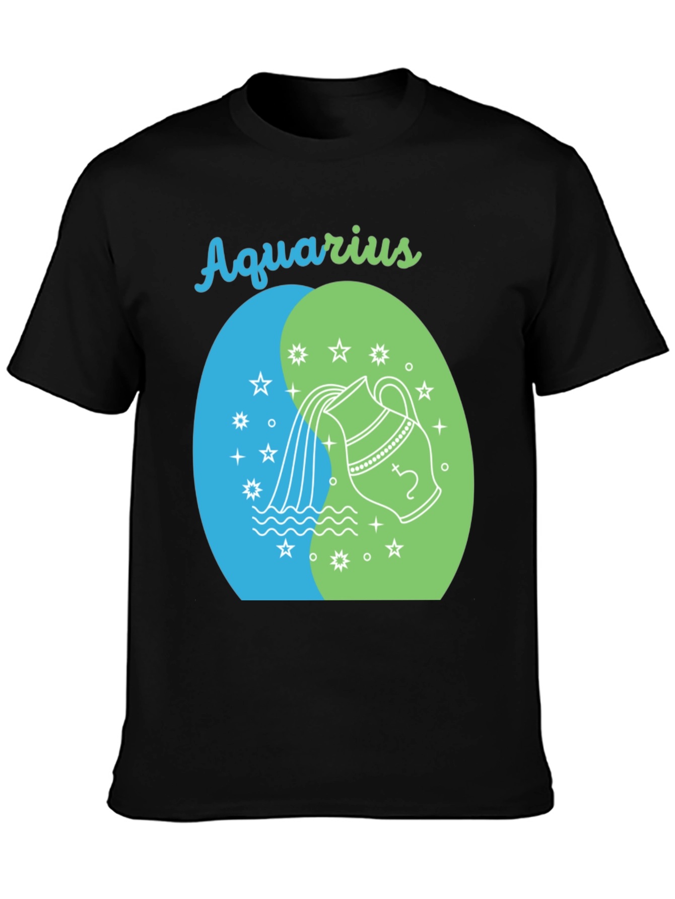 Aquarius Zodiac Black Graphic Tee