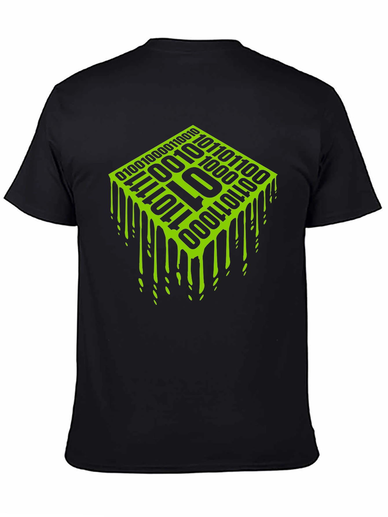 Binary Code Drip Graphic Tee - Black