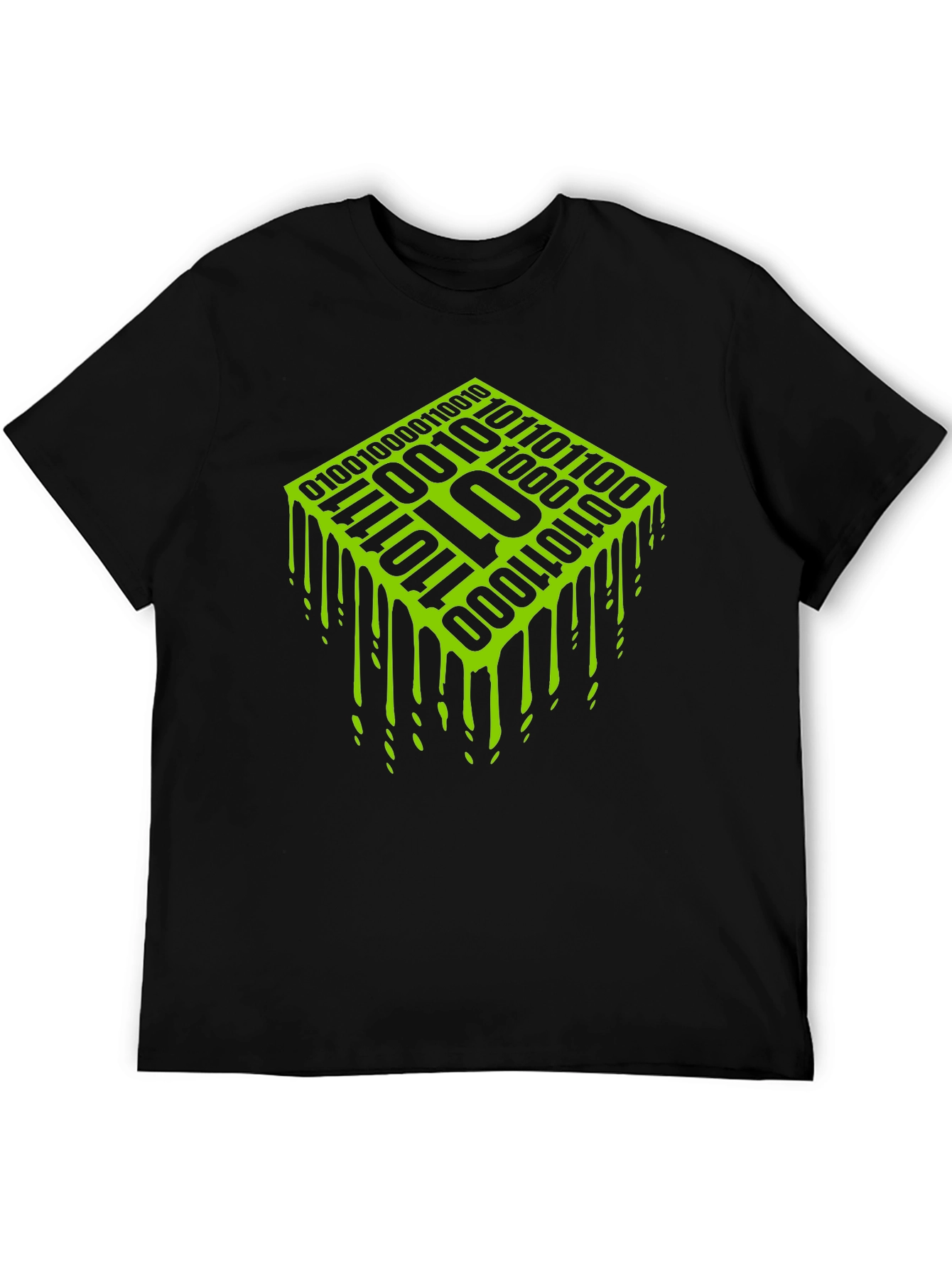 Binary Code Drip Graphic Tee - Black