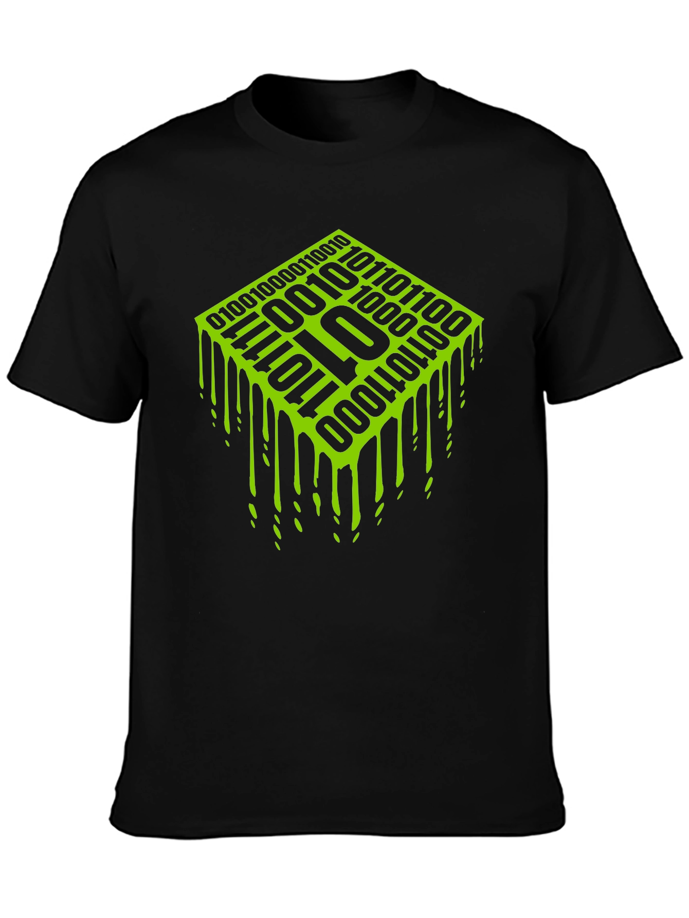 Binary Code Drip Graphic Tee - Black