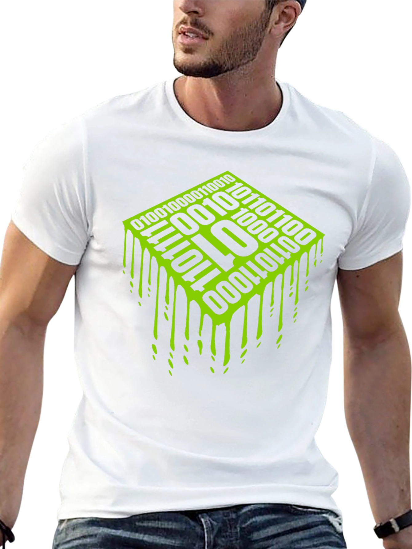 Binary Code Drip Graphic Tee - Black