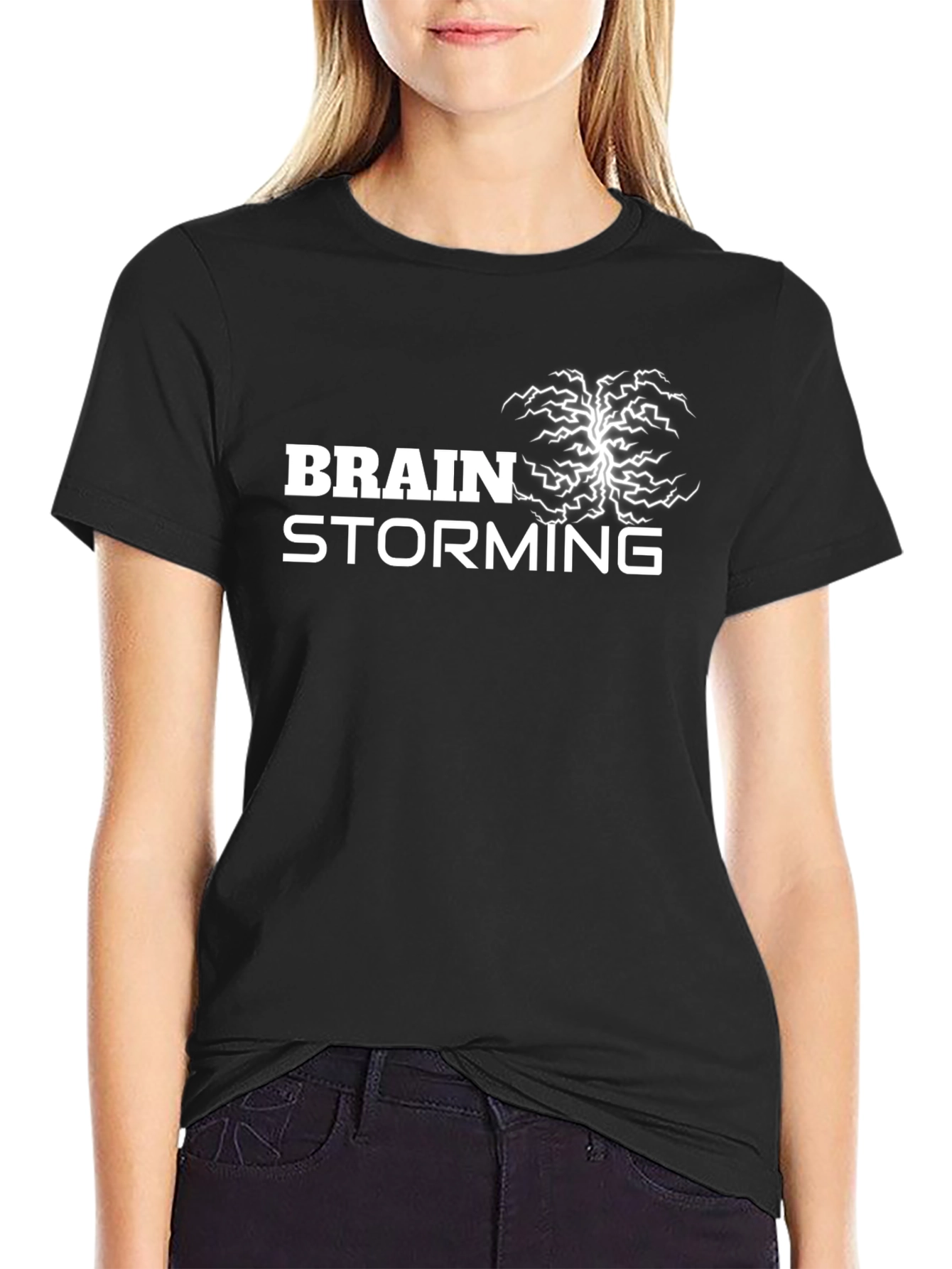 Brainstorming Graphic Tee - Black Cotton