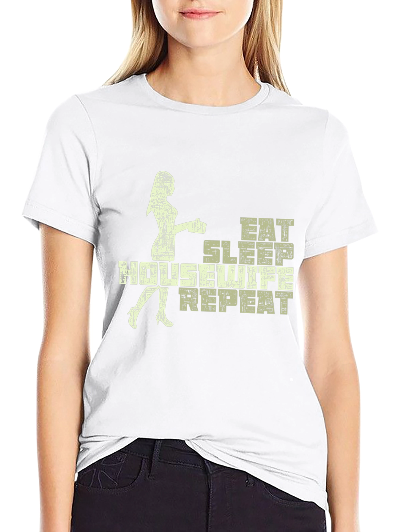Eat Sleep Housewife Repeat Black Graphic Tee