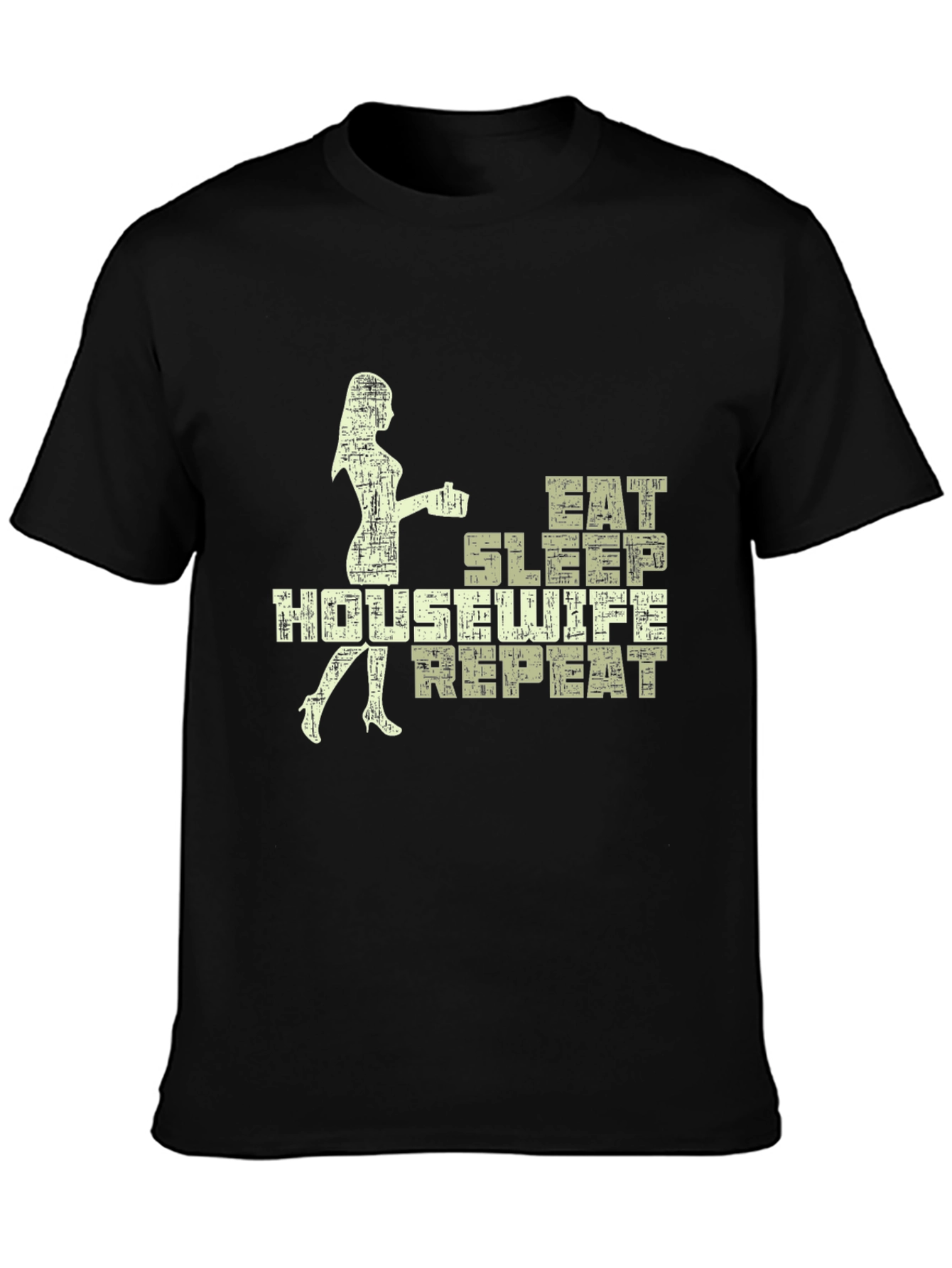 Eat Sleep Housewife Repeat Black Graphic Tee