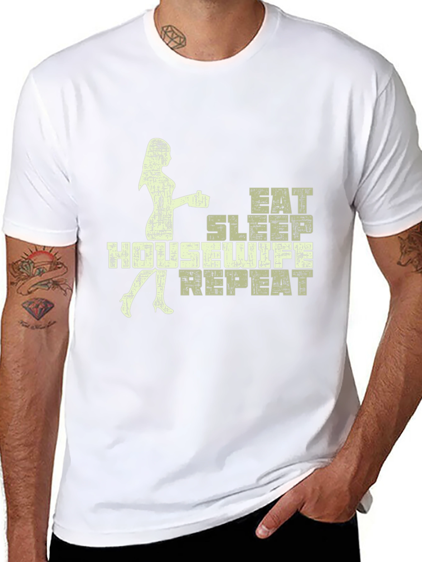 Eat Sleep Housewife Repeat Black Graphic Tee