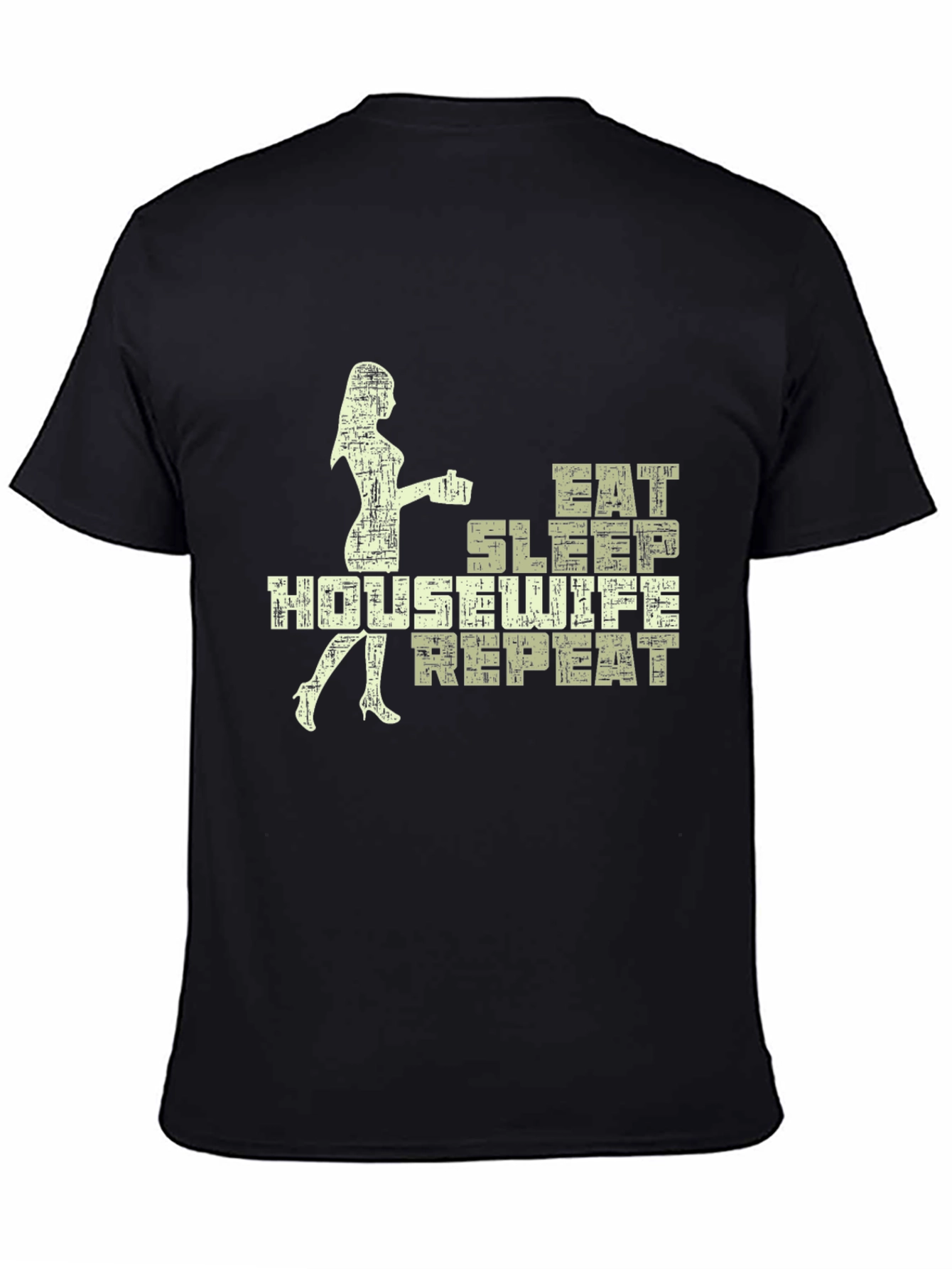 Eat Sleep Housewife Repeat Black Graphic Tee