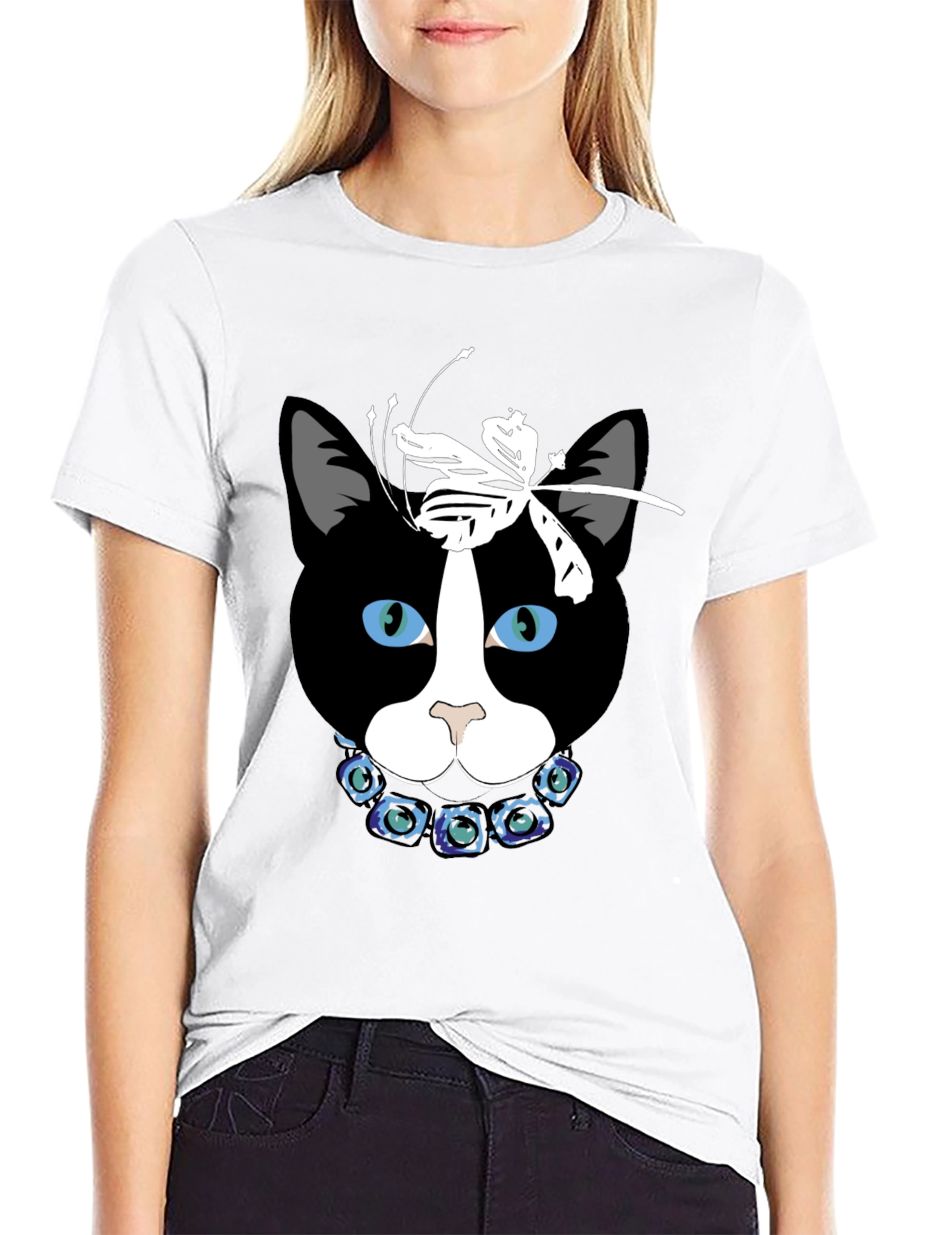 Cat with Flowers Graphic Tee