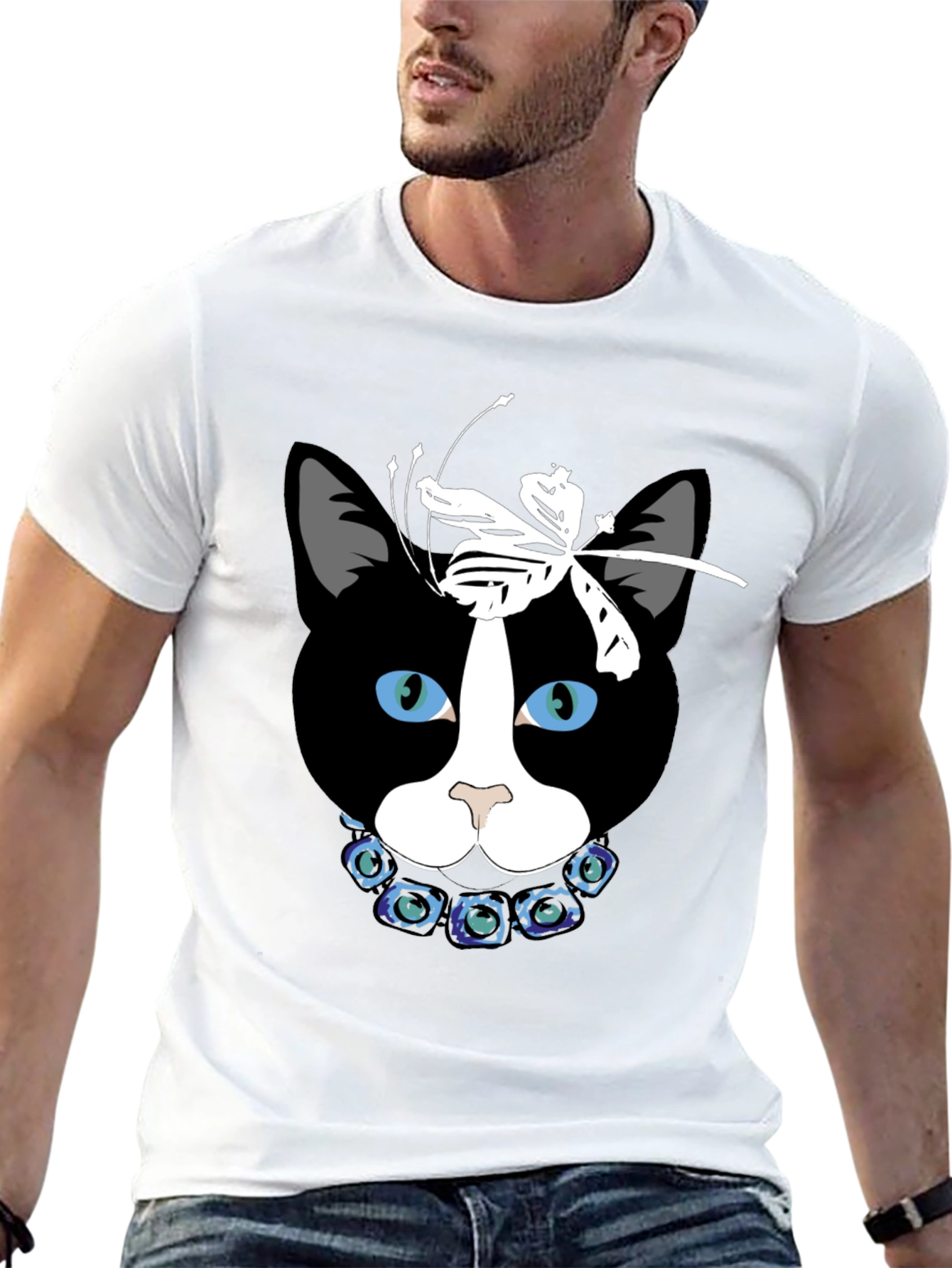 Cat with Flowers Graphic Tee
