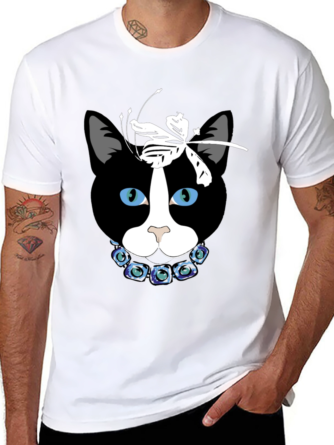 Cat with Flowers Graphic Tee