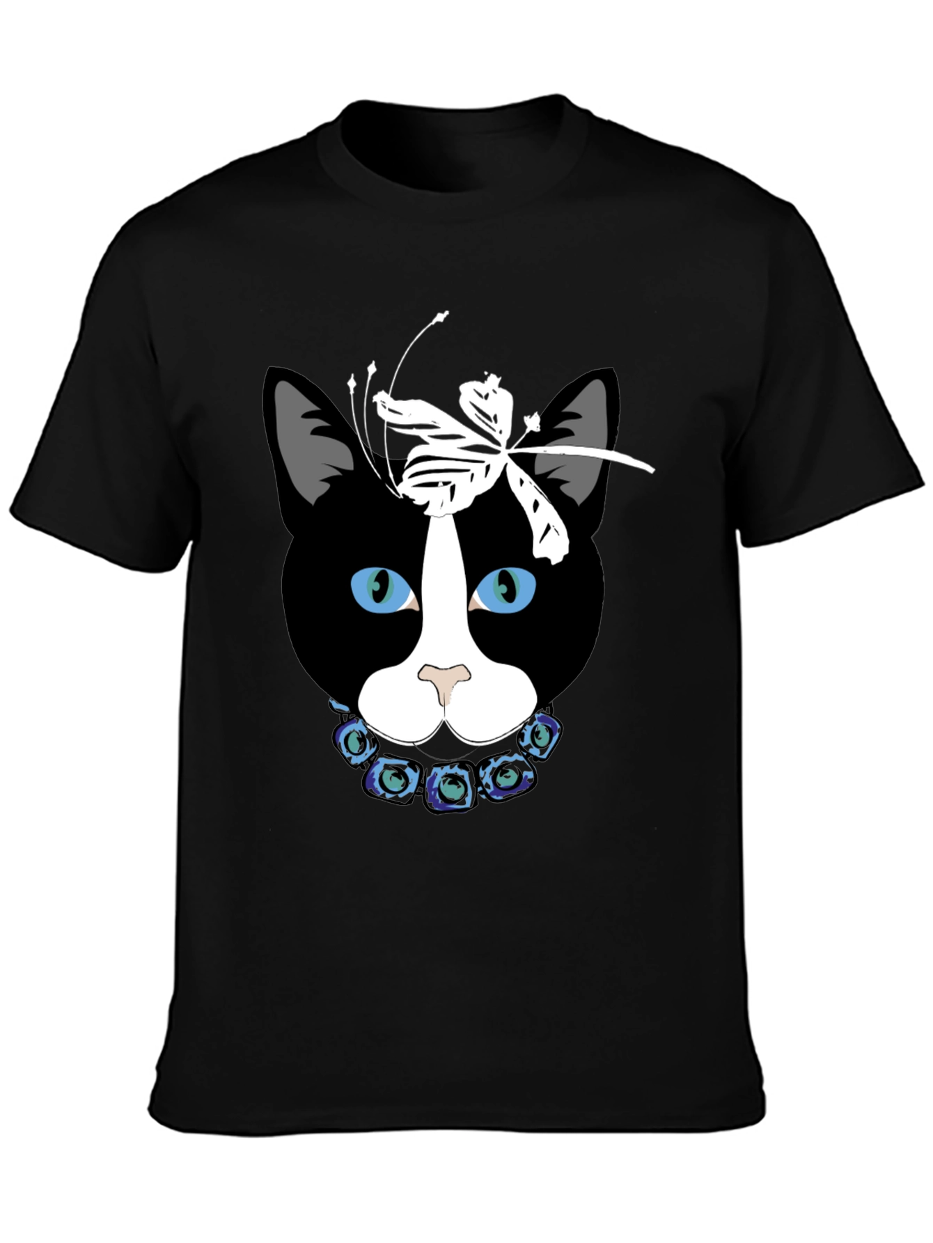 Cat with Flowers Graphic Tee