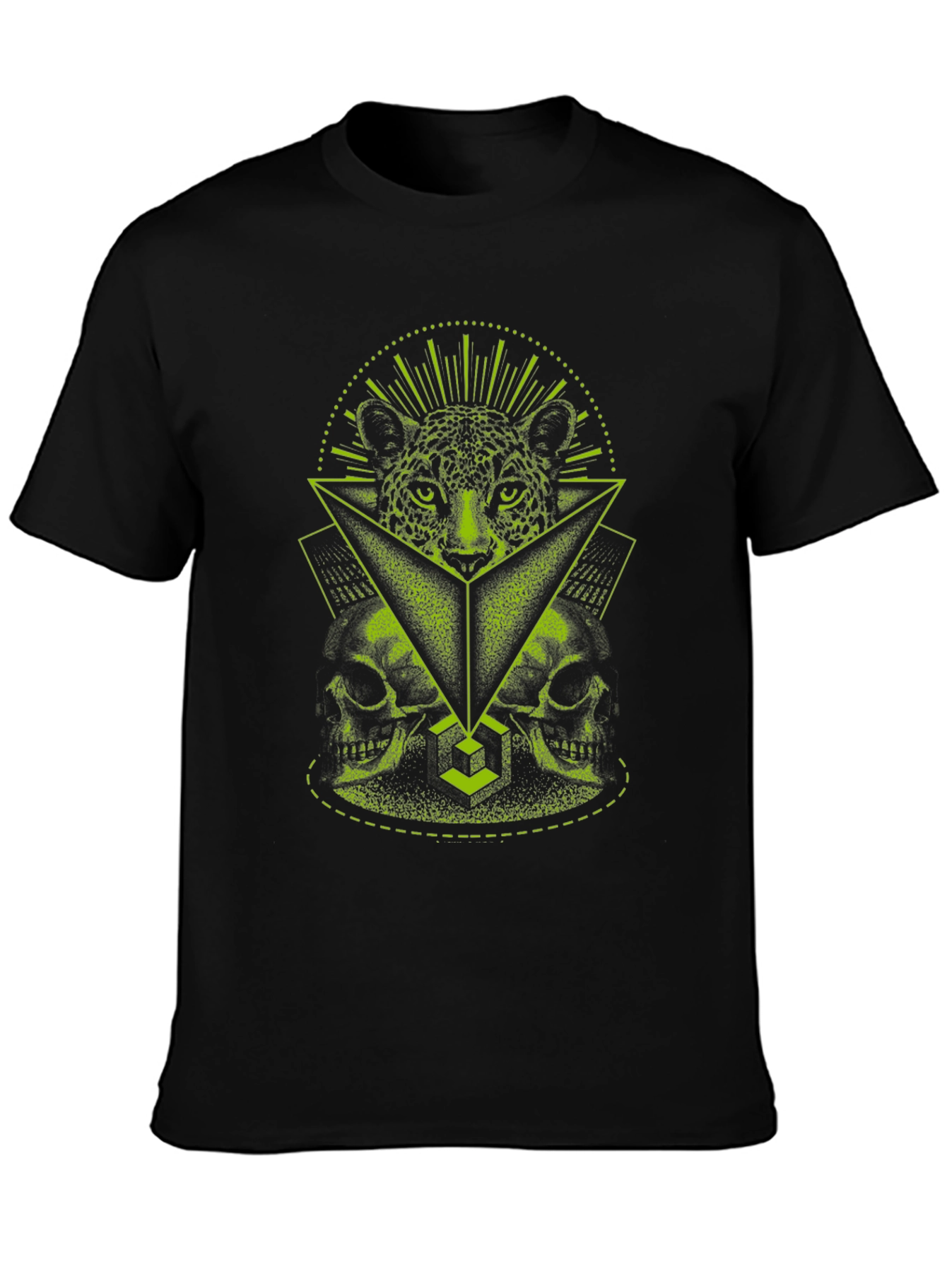 Geometric Leopard Skull Graphic T-Shirt