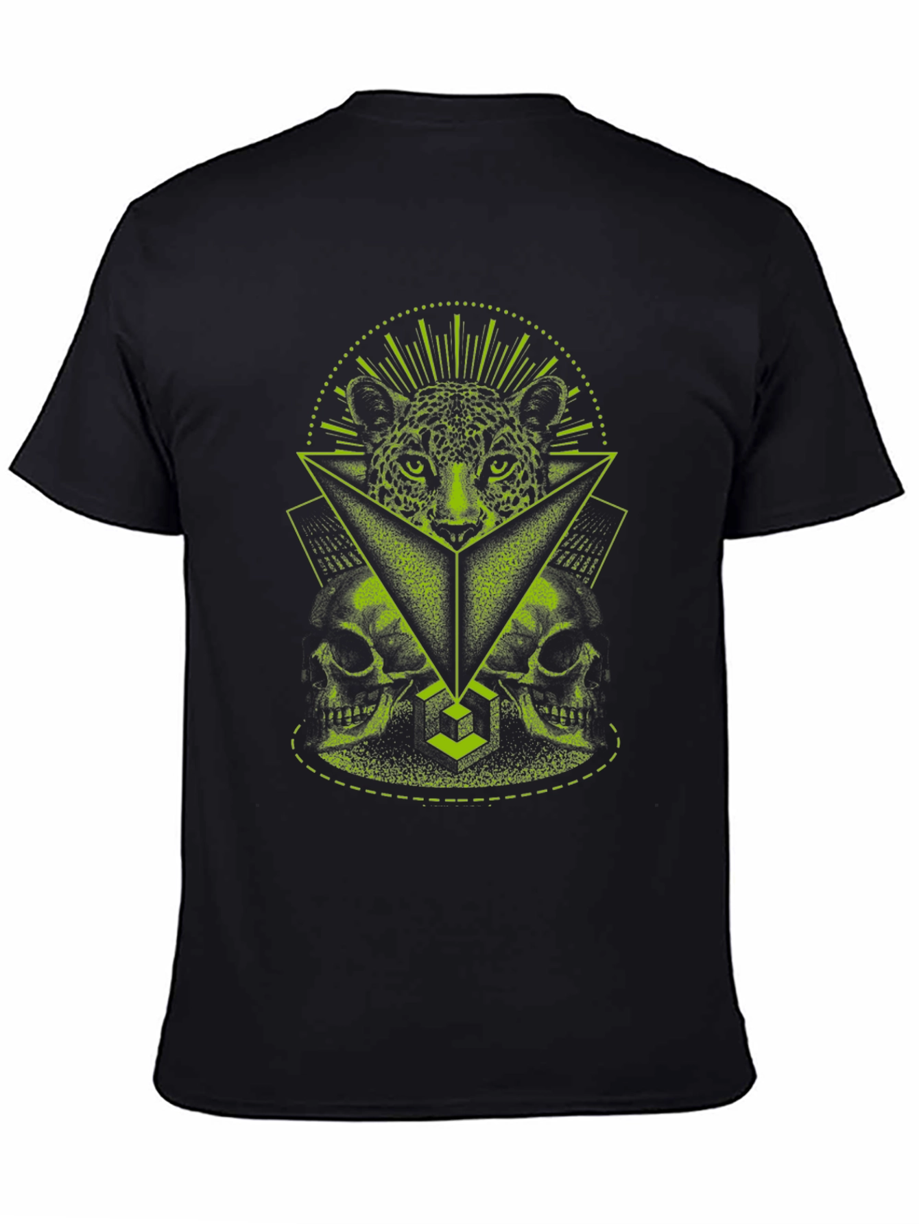 Geometric Leopard Skull Graphic T-Shirt