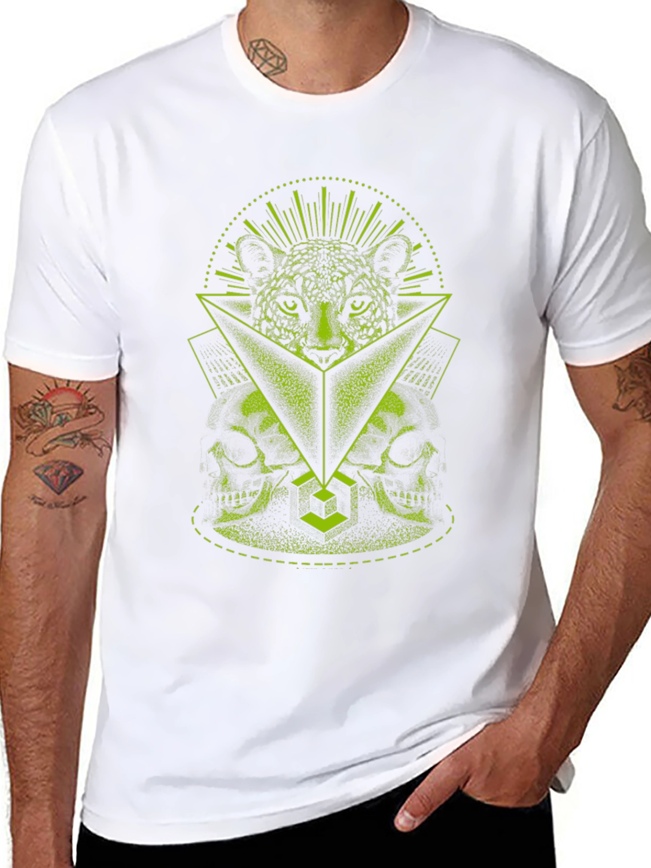Geometric Leopard Skull Graphic T-Shirt