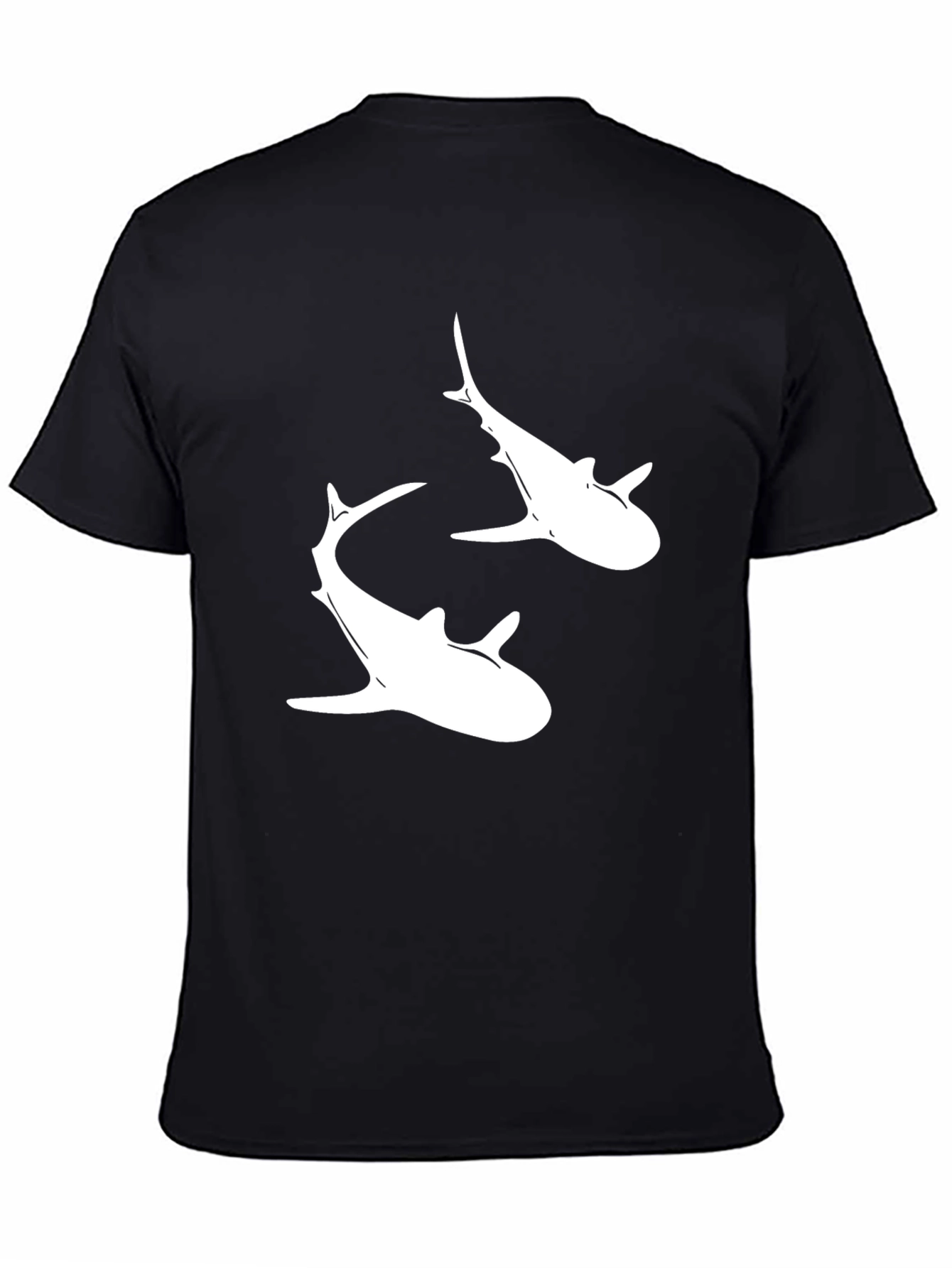Shark Graphic Tee - Black Cotton Crew Neck T-Shirt