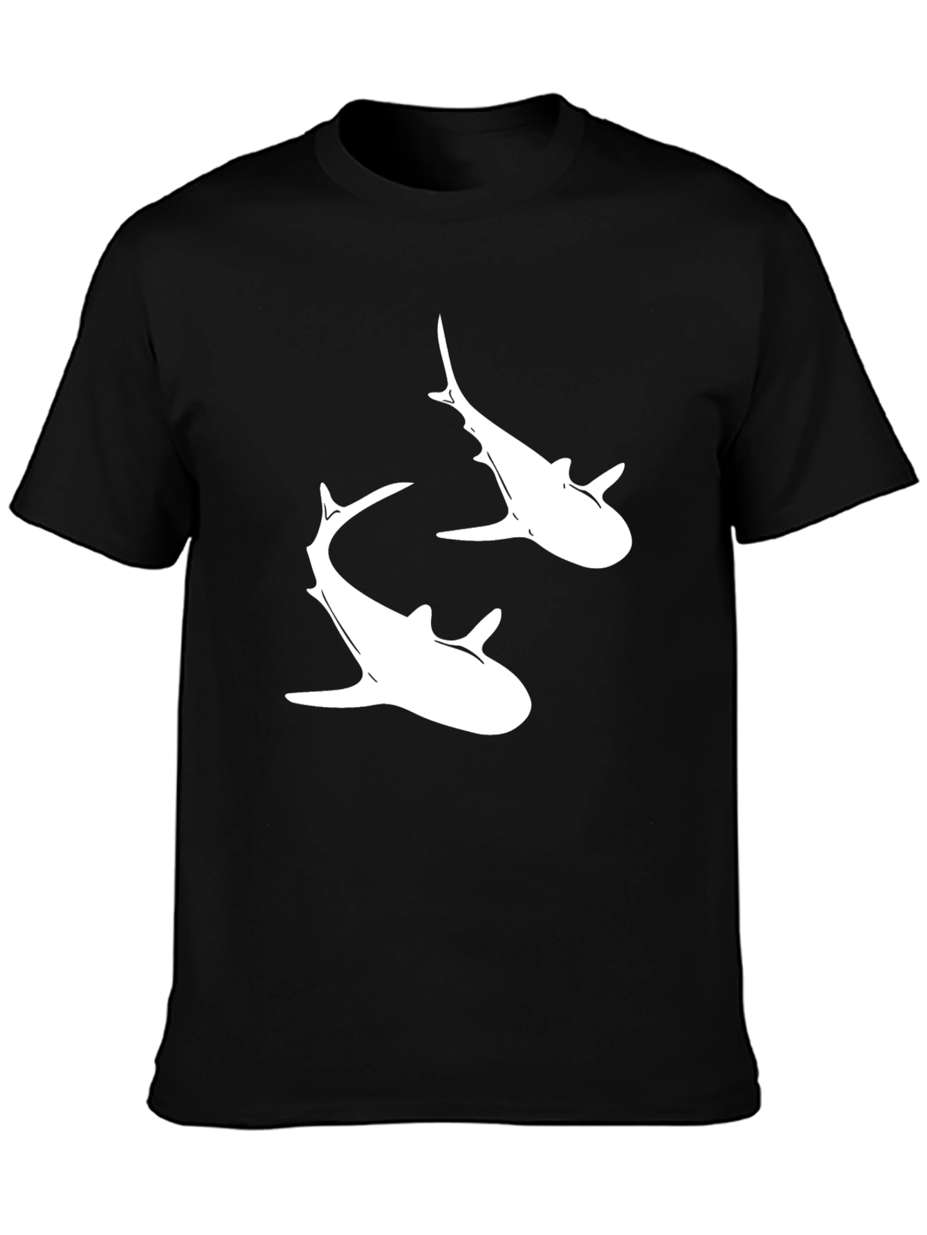 Shark Graphic Tee - Black Cotton Crew Neck T-Shirt